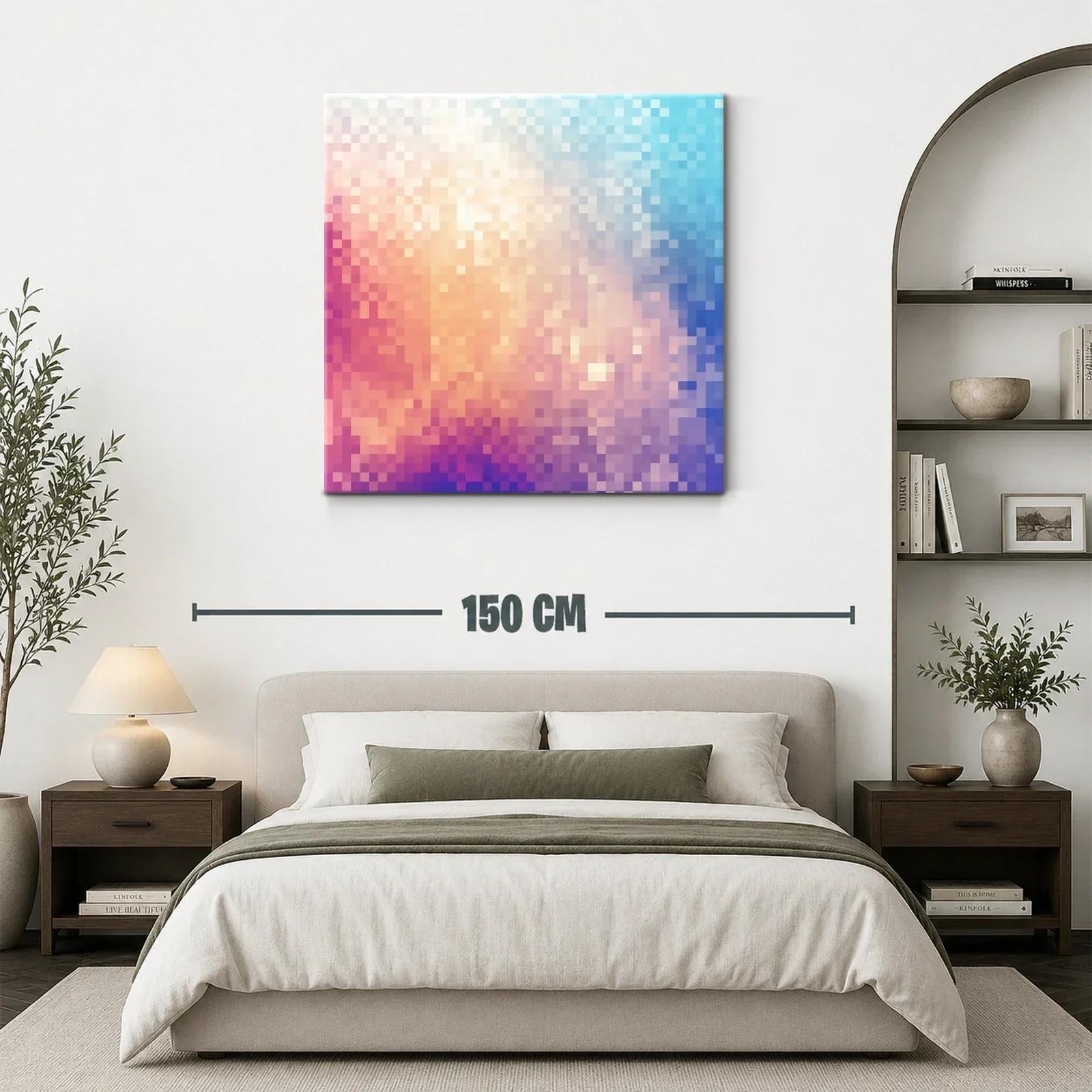 Cuadro abstracto con tonos cálidos y fríos armonizados — miniatura 3