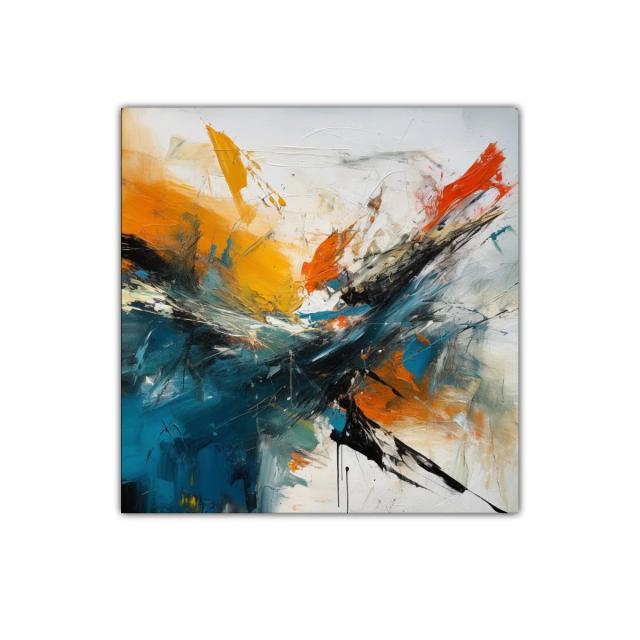 Cuadro abstracto con explosión de colores intensos y dinámicos