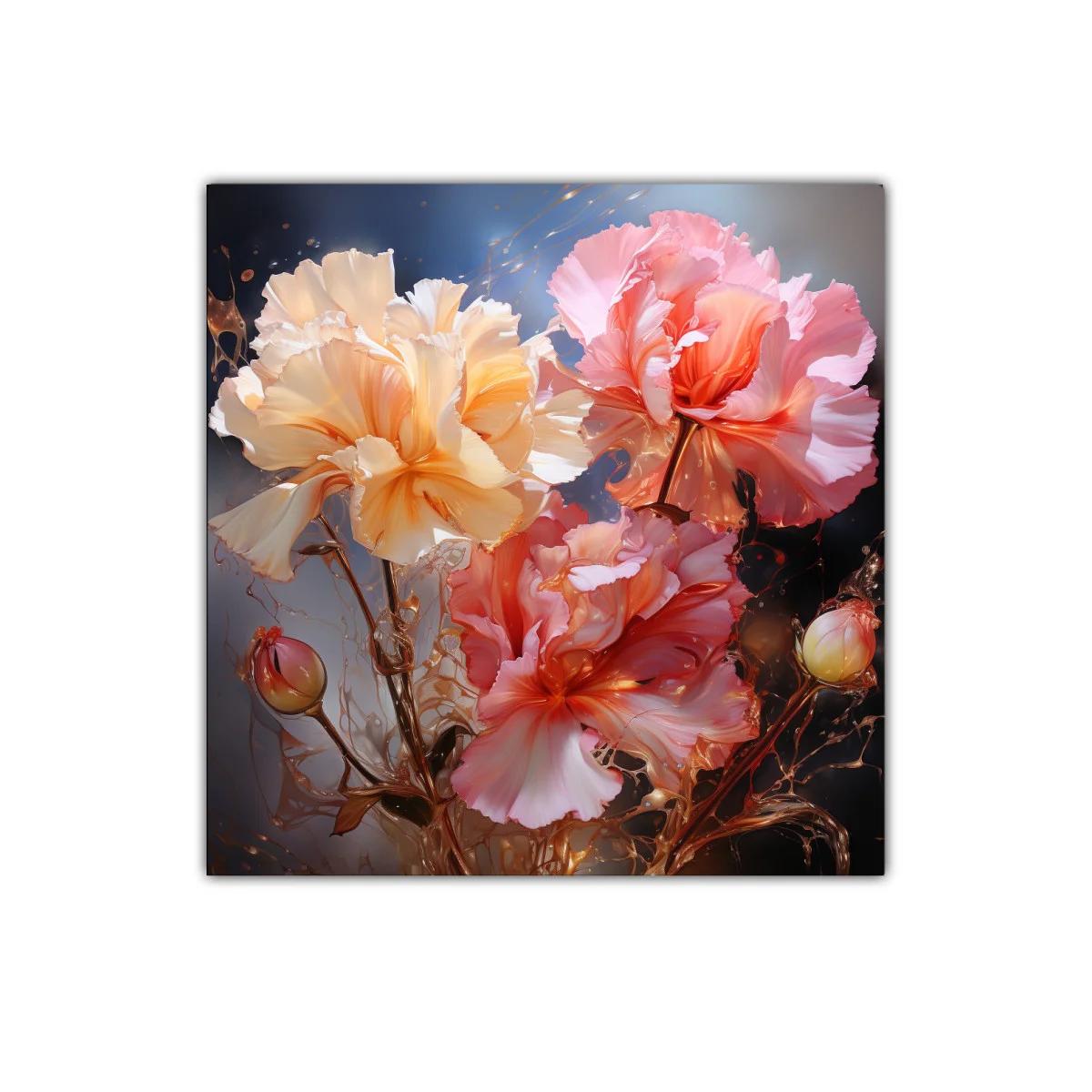 Cuadro floral con delicados tonos pastel y movimiento etéreo