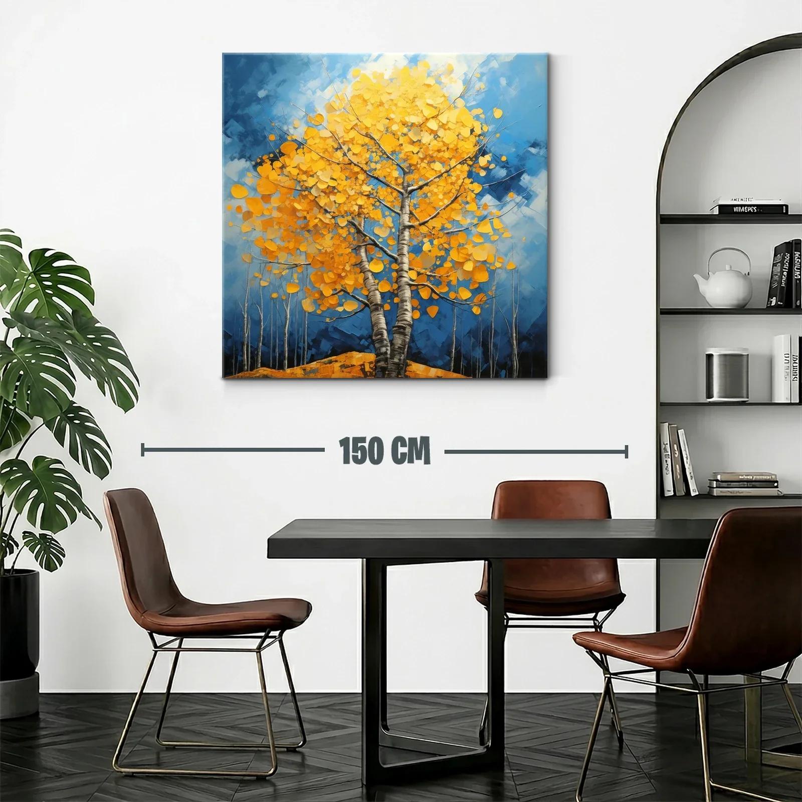 Árbol en otoño con hojas doradas sobre cielo azul — miniatura 2