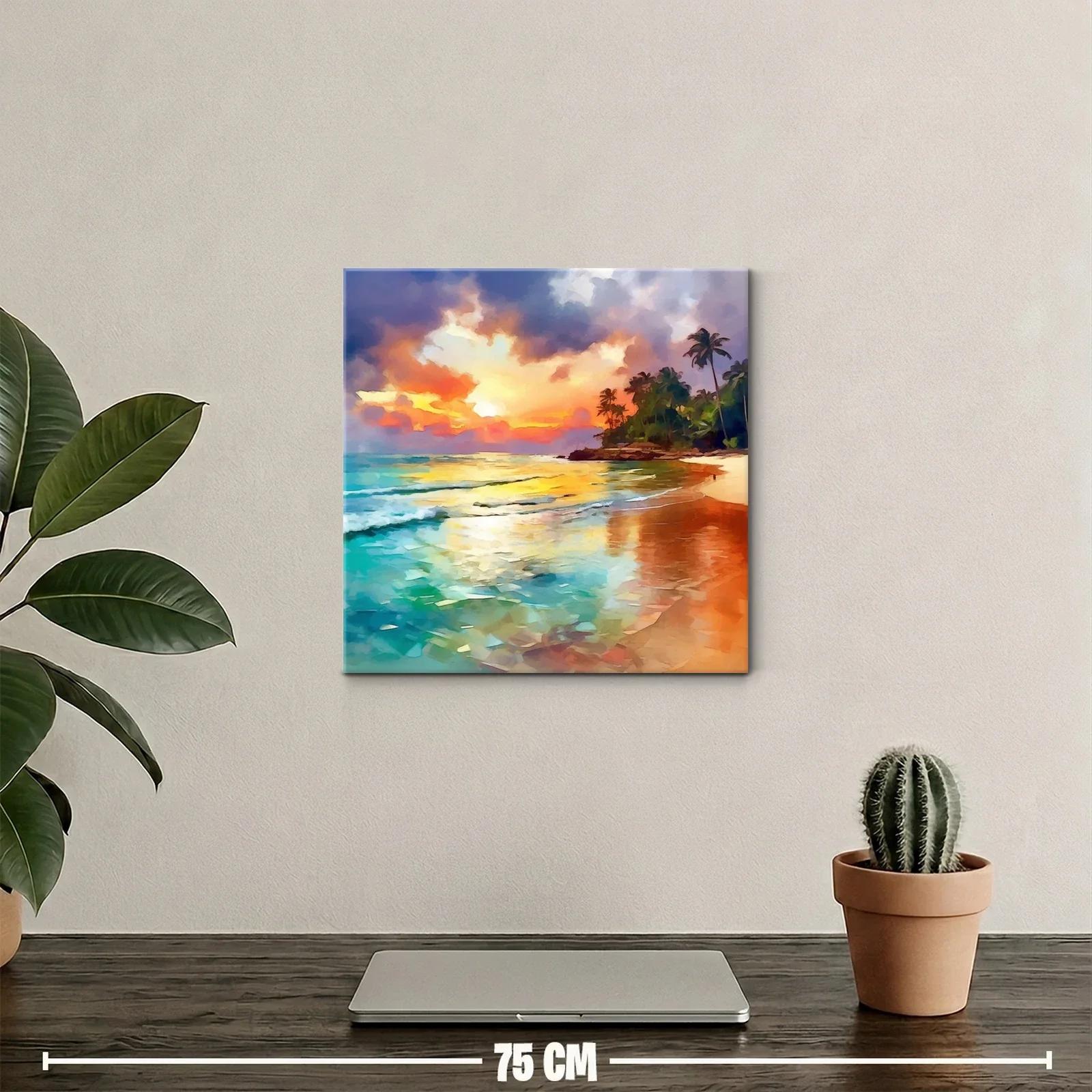 Atardecer tropical con palmeras y mar tranquilo — miniatura 2