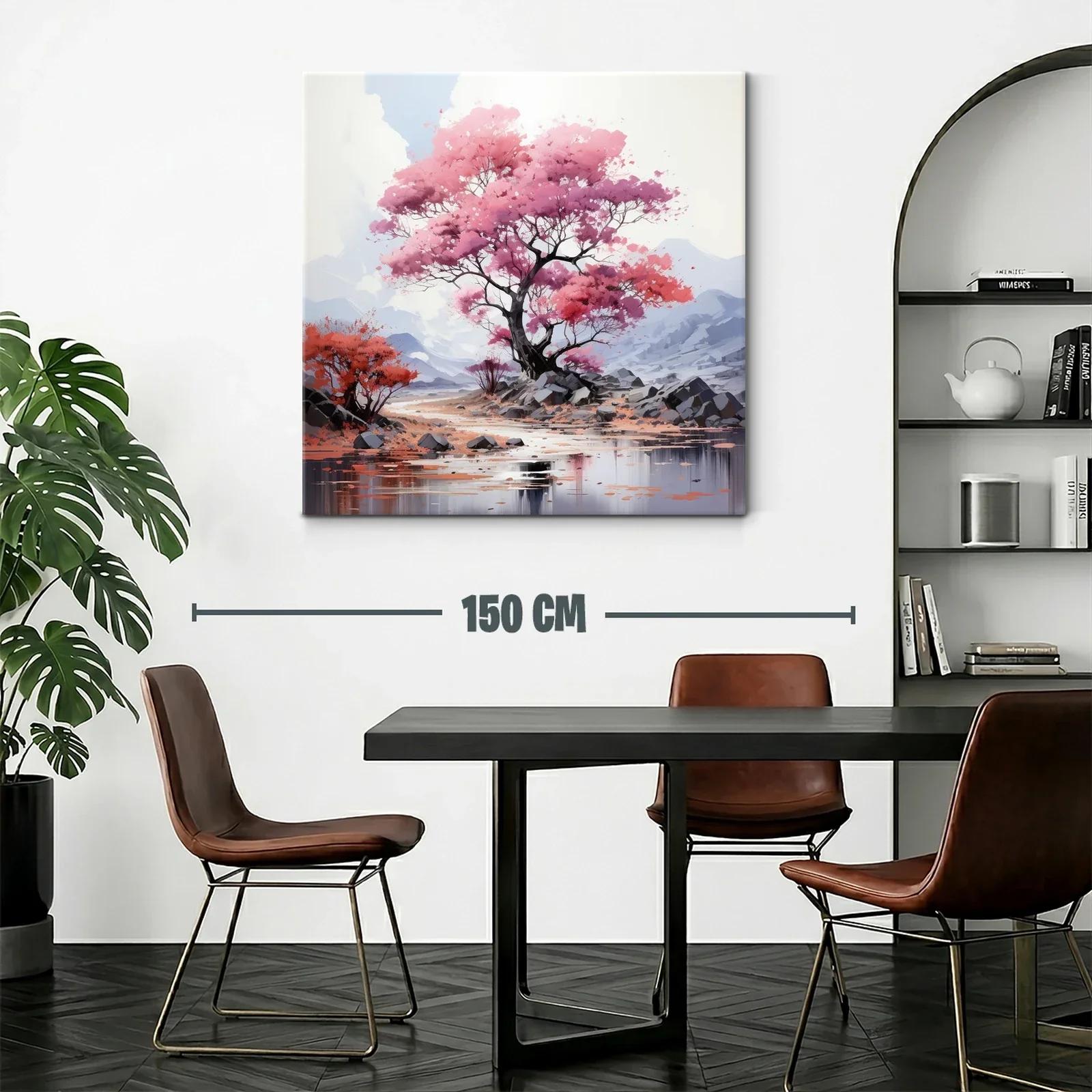 Árbol en flor sobre paisaje sereno y montaña azulada — miniatura 2