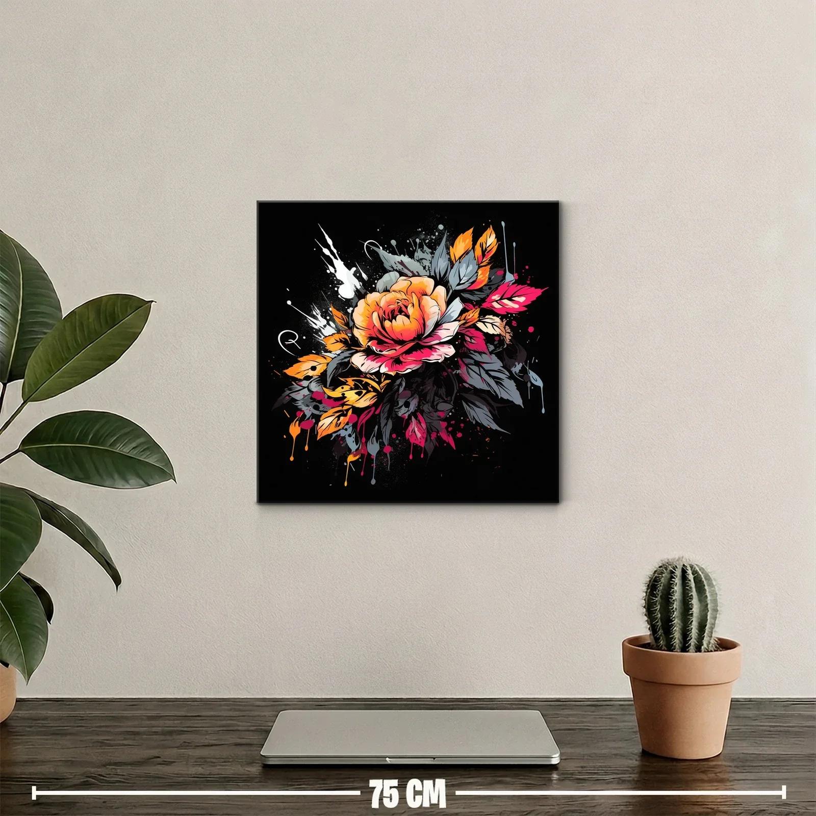Cuadro moderno con flor en tonos cálidos y diseño vibrante — miniatura 2