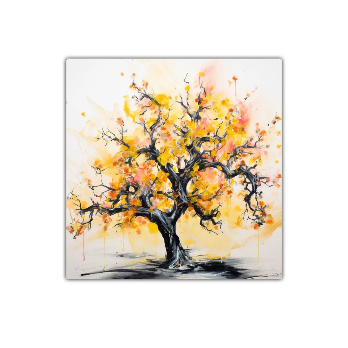 Cuadro de árbol otoñal con tonos cálidos y vibrantes — miniatura 1