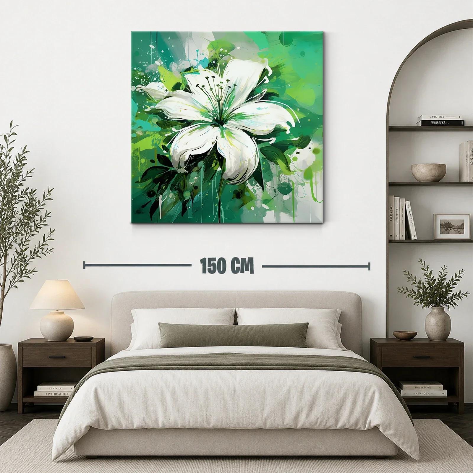 Imponente flor blanca sobre fondo verde vibrante — miniatura 3