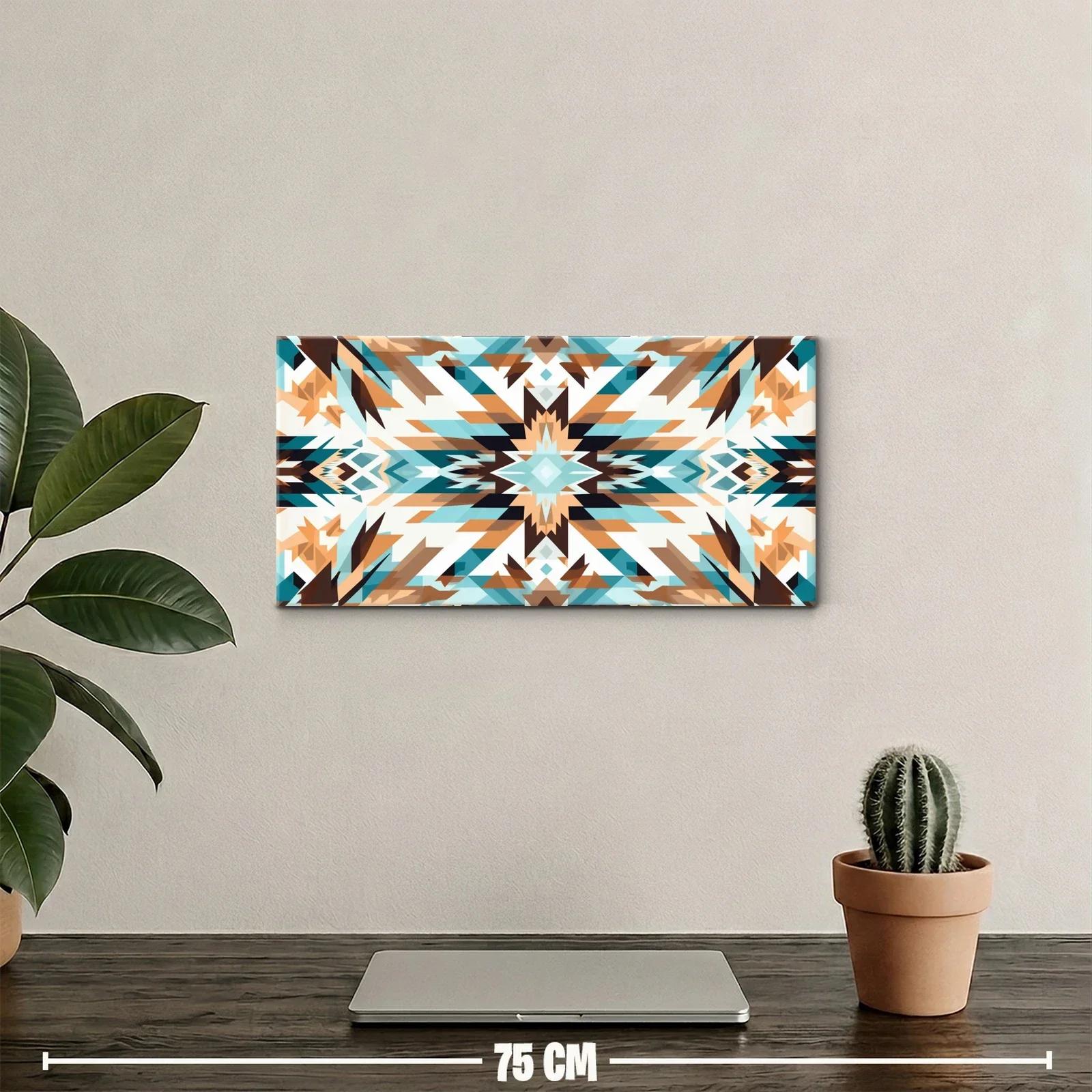 Cuadro mandala geométrico con estrella central y franjas simétricas — miniatura 2