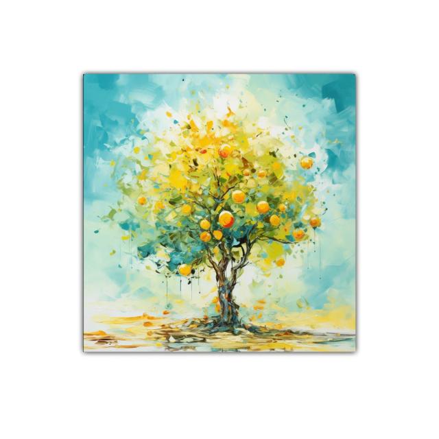 Árbol de cítricos brillante con tonos vibrantes