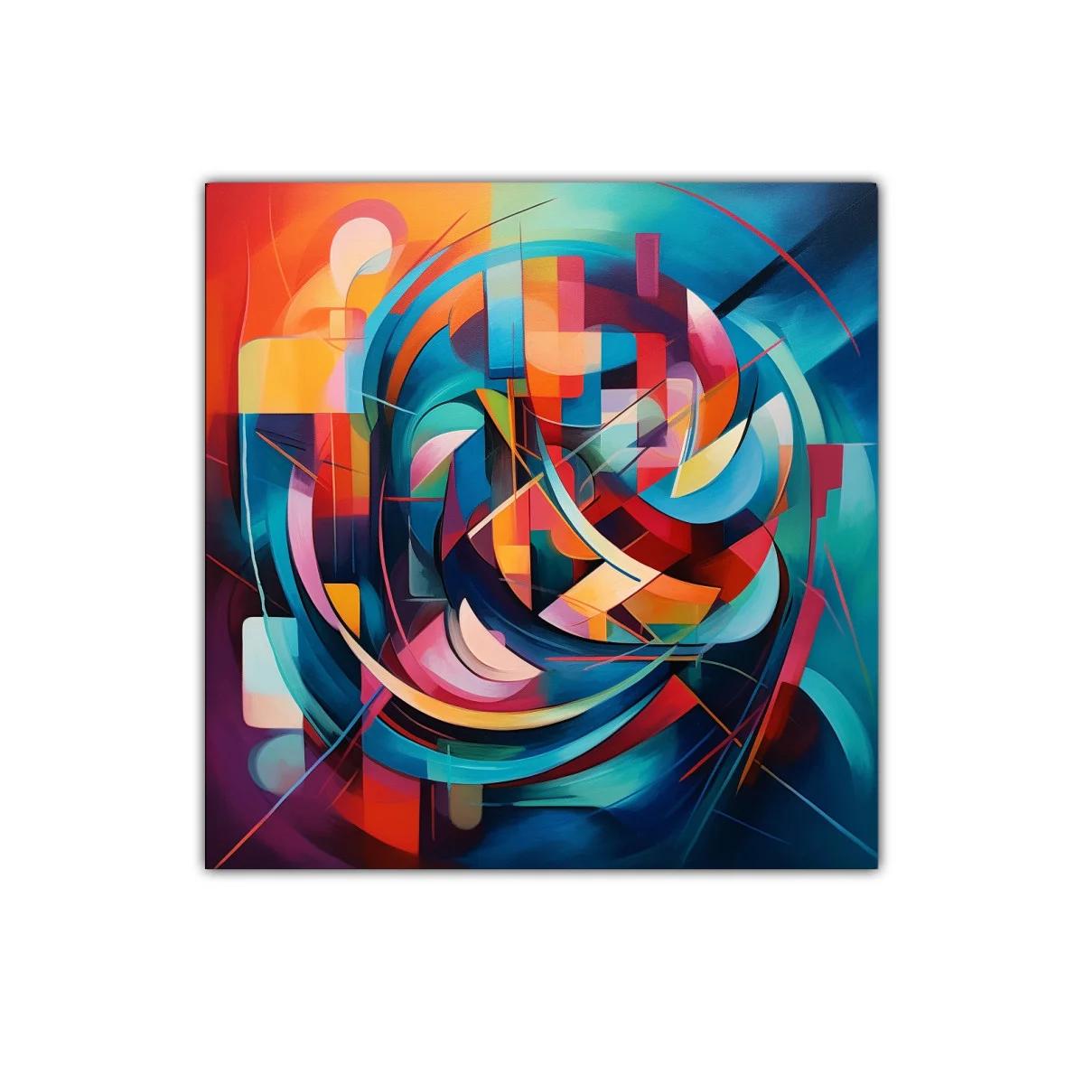 Cuadro abstracto con vibrantes formas y colores intensos