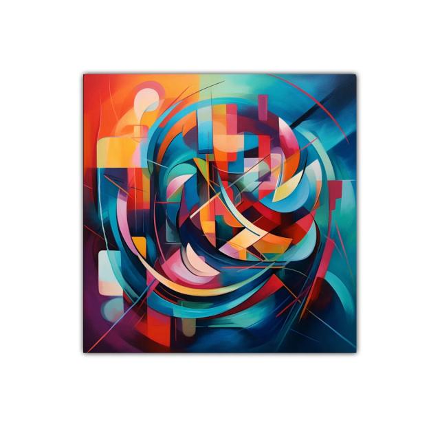 Cuadro abstracto con vibrantes formas y colores intensos