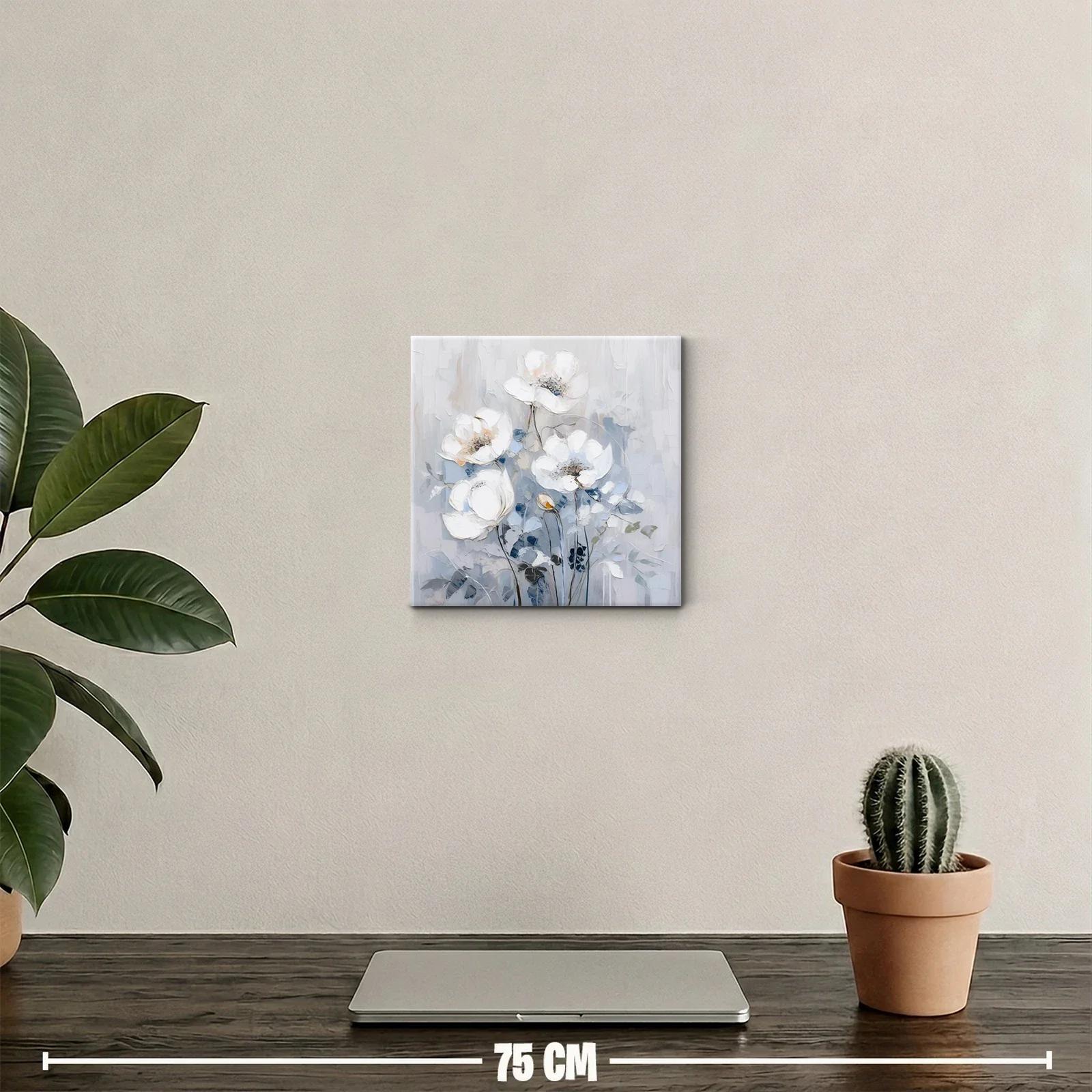 Cuadro decorativo con flores blancas y tonos pastel — miniatura 2