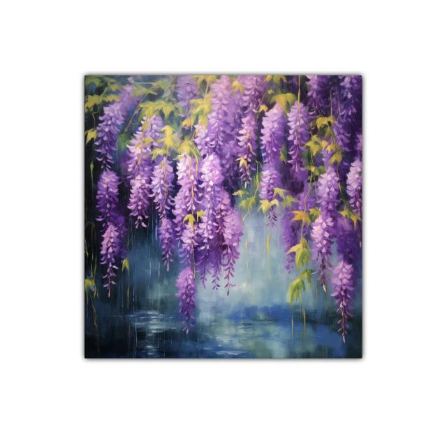 Cuadro decorativo con cascada de flores en tonos púrpura