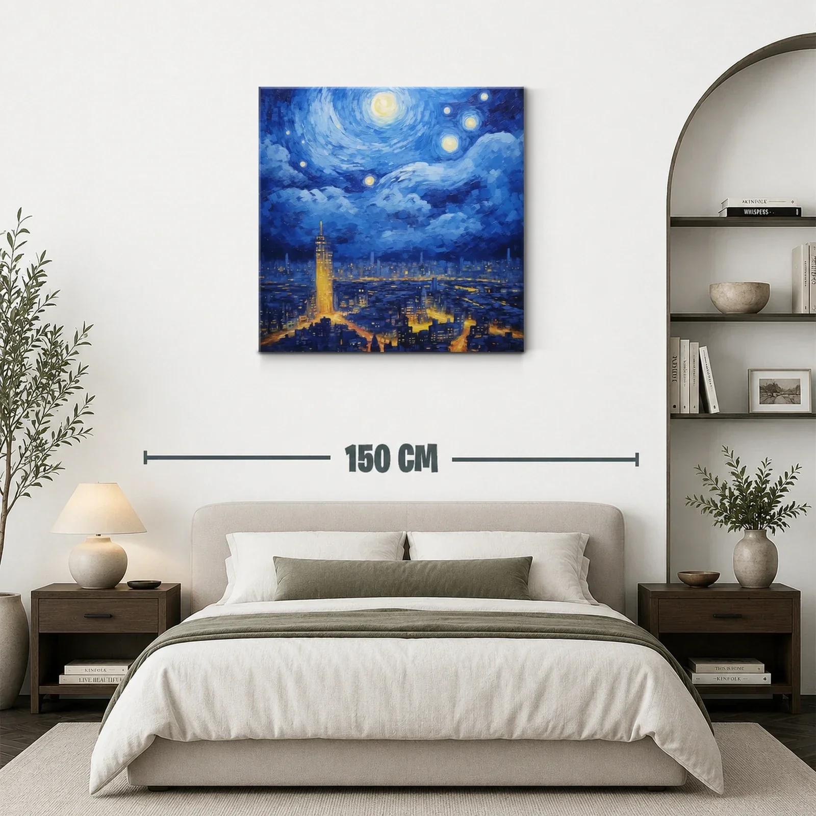 Paisaje nocturno urbano con cielo estrellado vibrante — miniatura 3