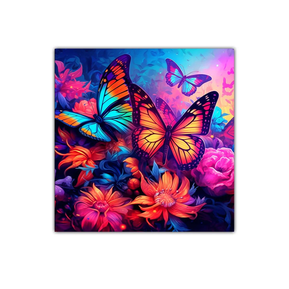 Mariposas coloridas entre flores brillantes en naturaleza mágica — imagen principal