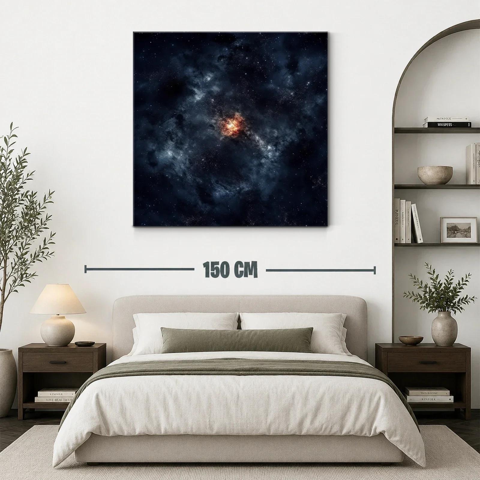 Cuadro abstracto con galaxia cósmica y tonos oscuros intensos — miniatura 3