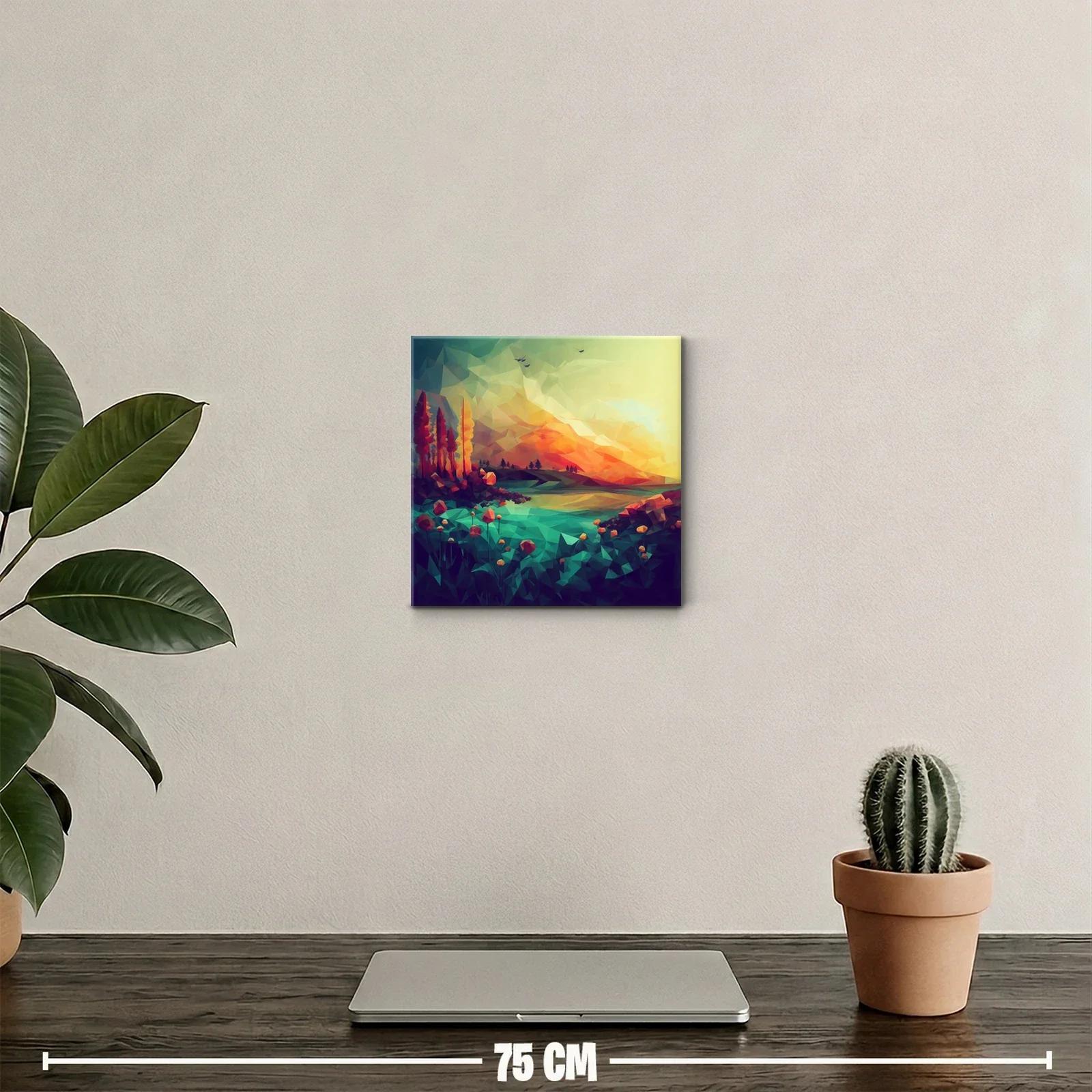 Paisaje geométrico con colores cálidos y vibrantes — miniatura 2