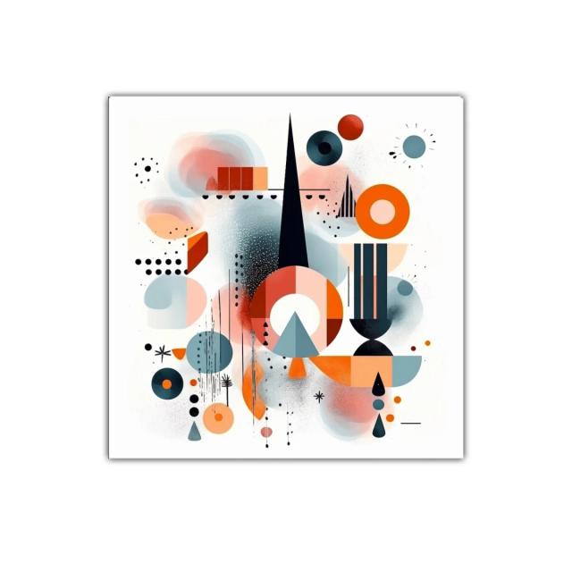 Cuadro decorativo con formas geométricas y colores cálidos