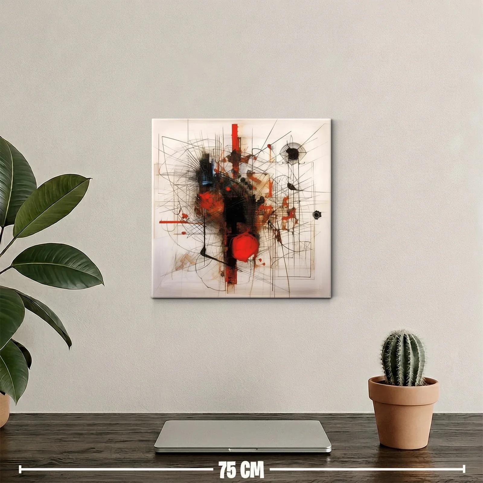 Composición abstracta con líneas y manchas rojas intensas — miniatura 2