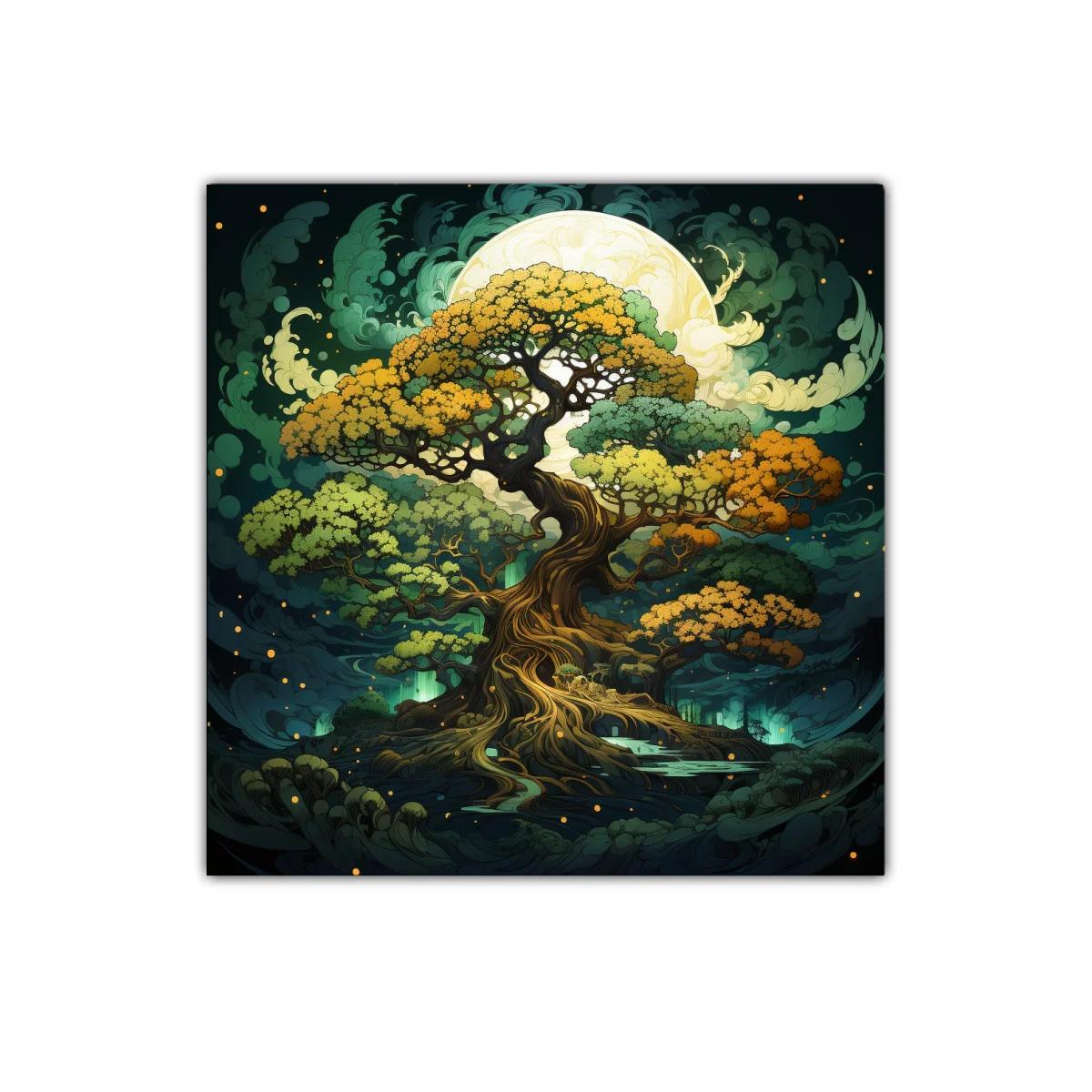 Árbol místico bajo la luz de luna llena en bosque encantado — imagen principal