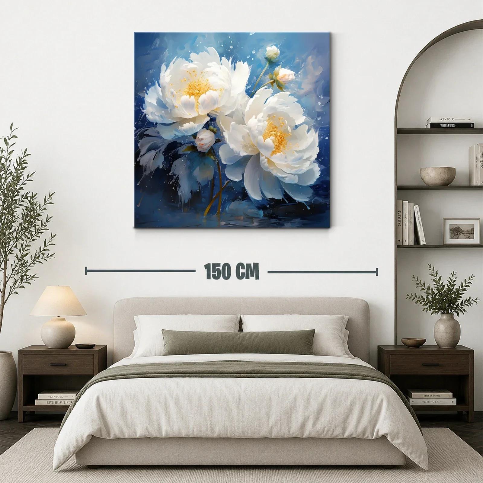 Flores blancas delicadas sobre fondo azul vibrante — miniatura 3