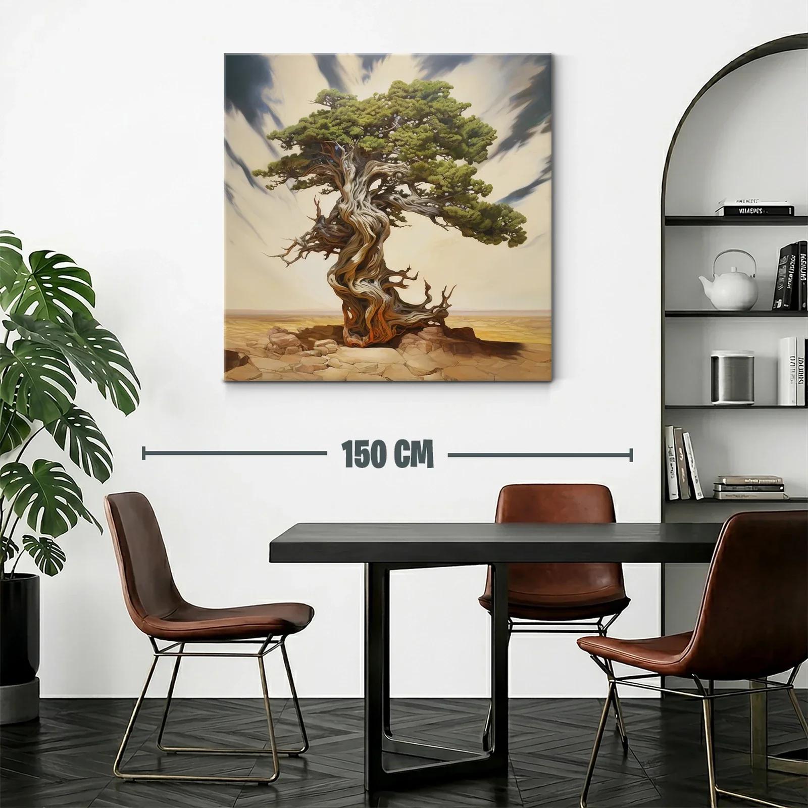 Árbol retorcido en paisaje desértico con cielo dramático — miniatura 2