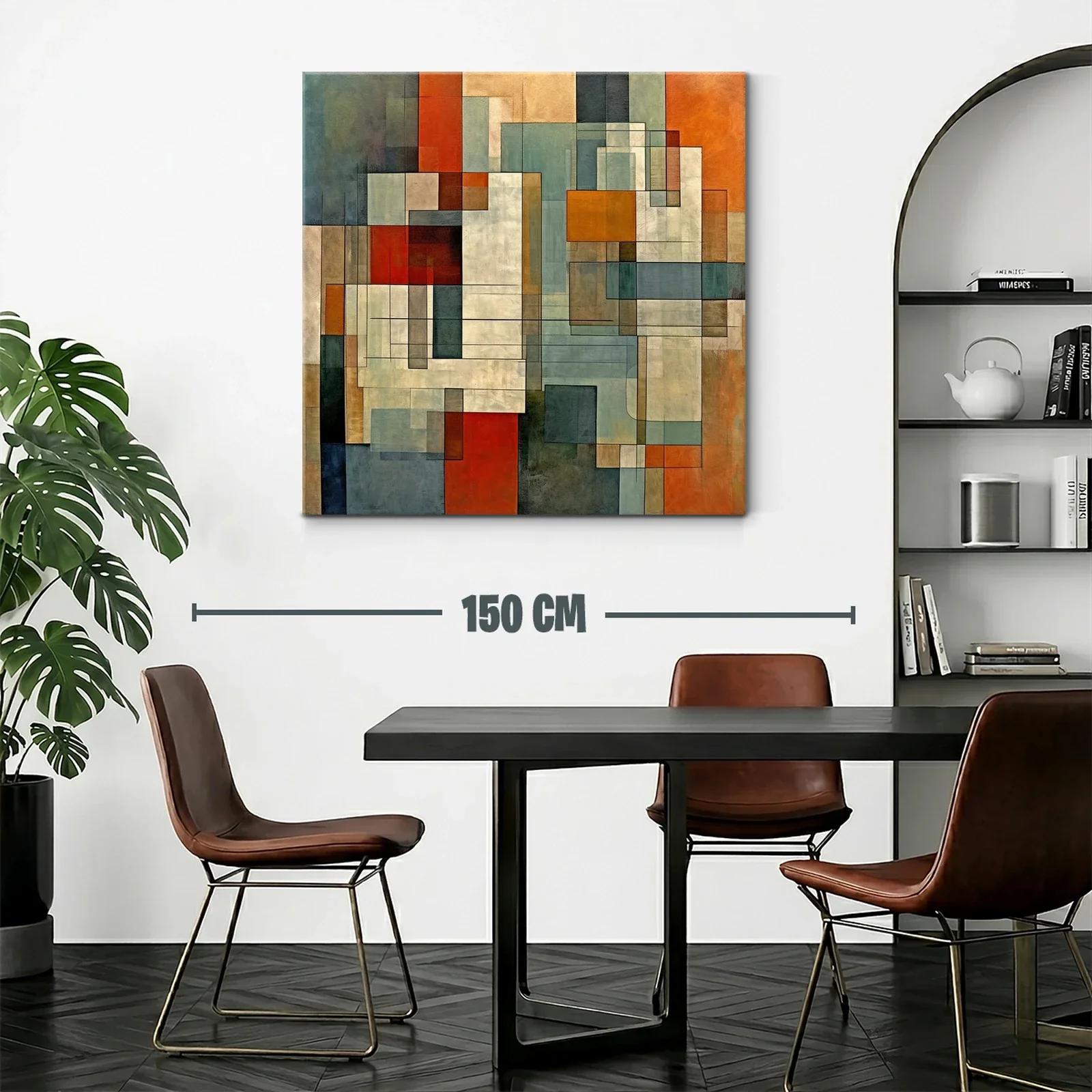 Cuadro abstracto con formas geométricas y tonos cálidos — miniatura 2