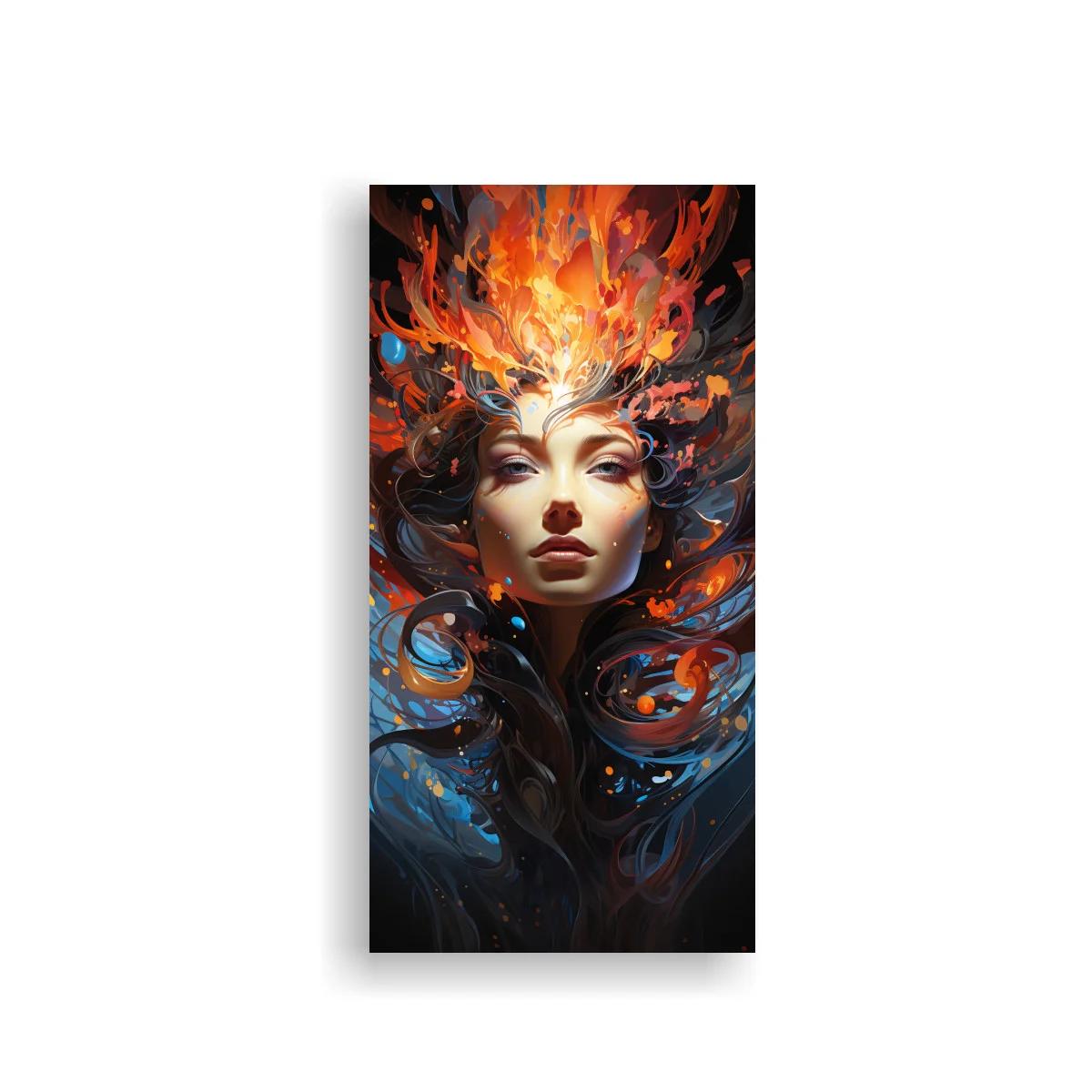 Cuadro rostro de mujer con corona de fuego