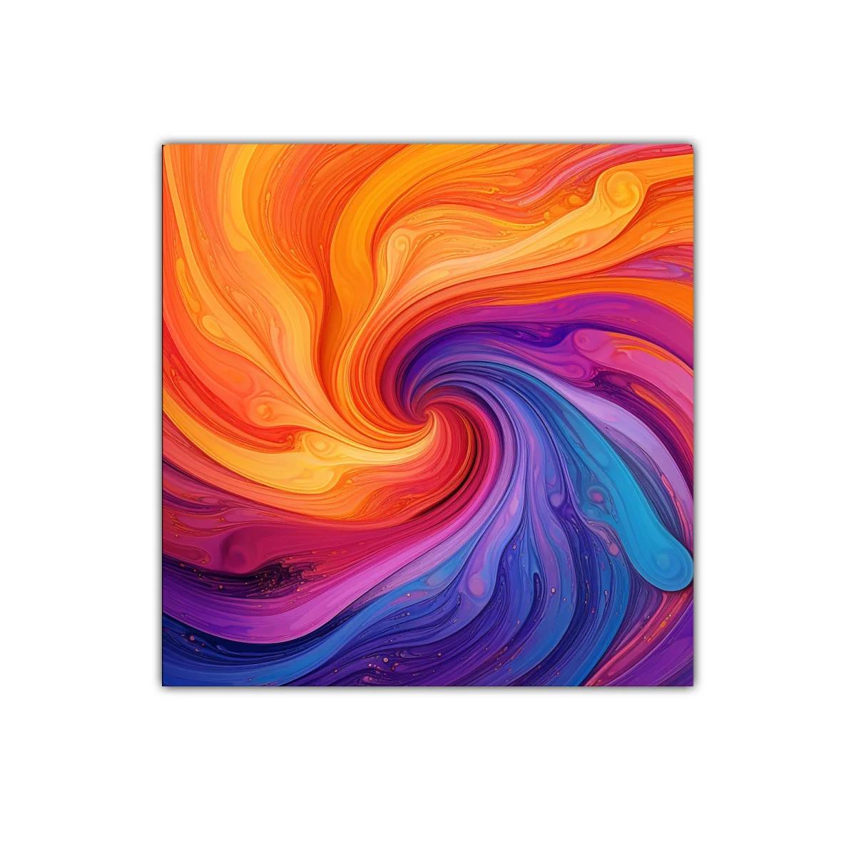 Cuadro abstracto con espiral de colores vibrantes y dinámicos — miniatura 1