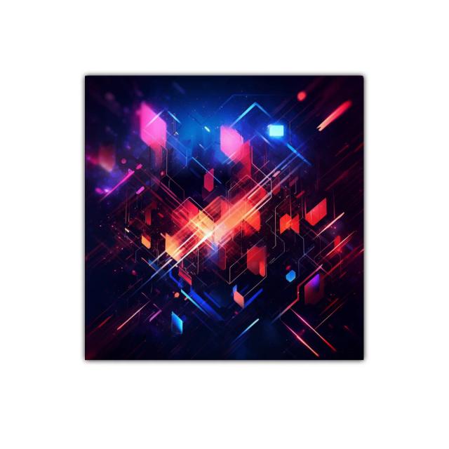 Composición geométrica vibrante con luces y contrastes intensos