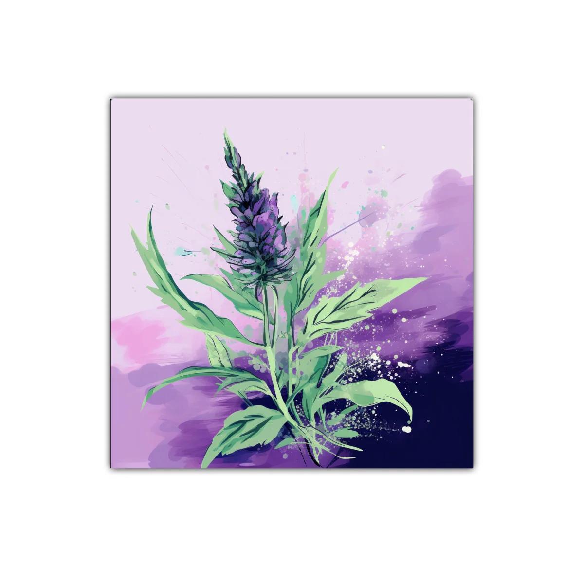 Decorativo cuadro con ramo de flores en tonos lilas y verdes — imagen principal