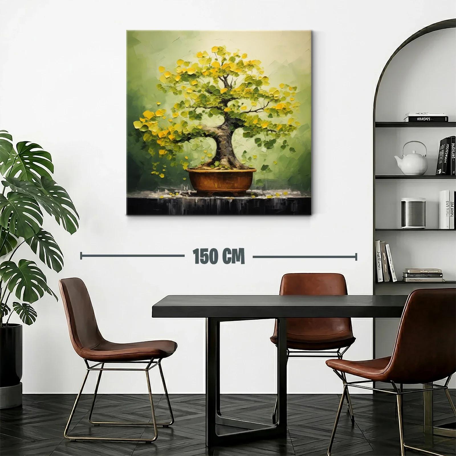 Arbol Bonsái con Hojas Amarillas y Fondo Verde Suave — miniatura 2