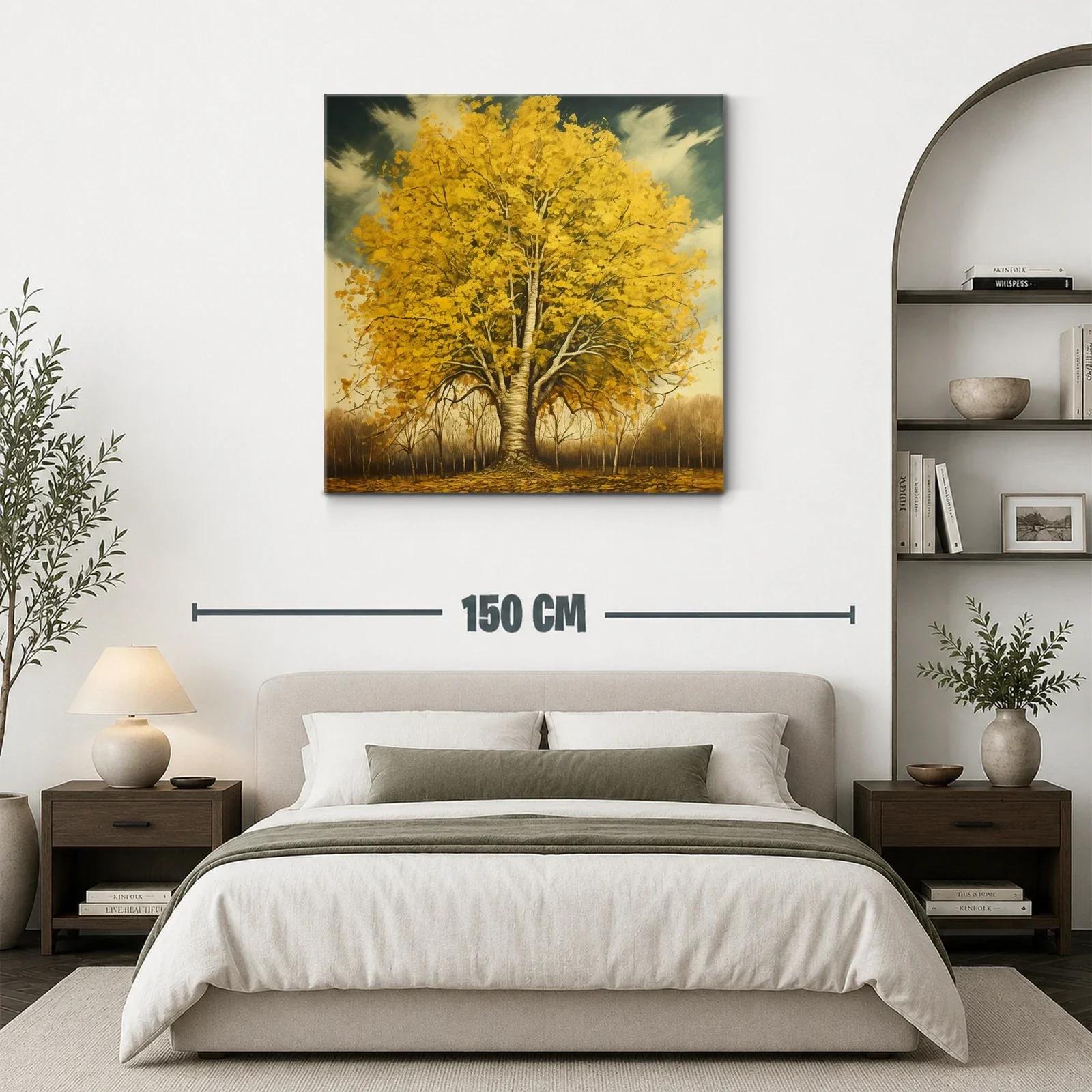 Majestuoso árbol dorado en paisaje otoñal sereno — miniatura 3