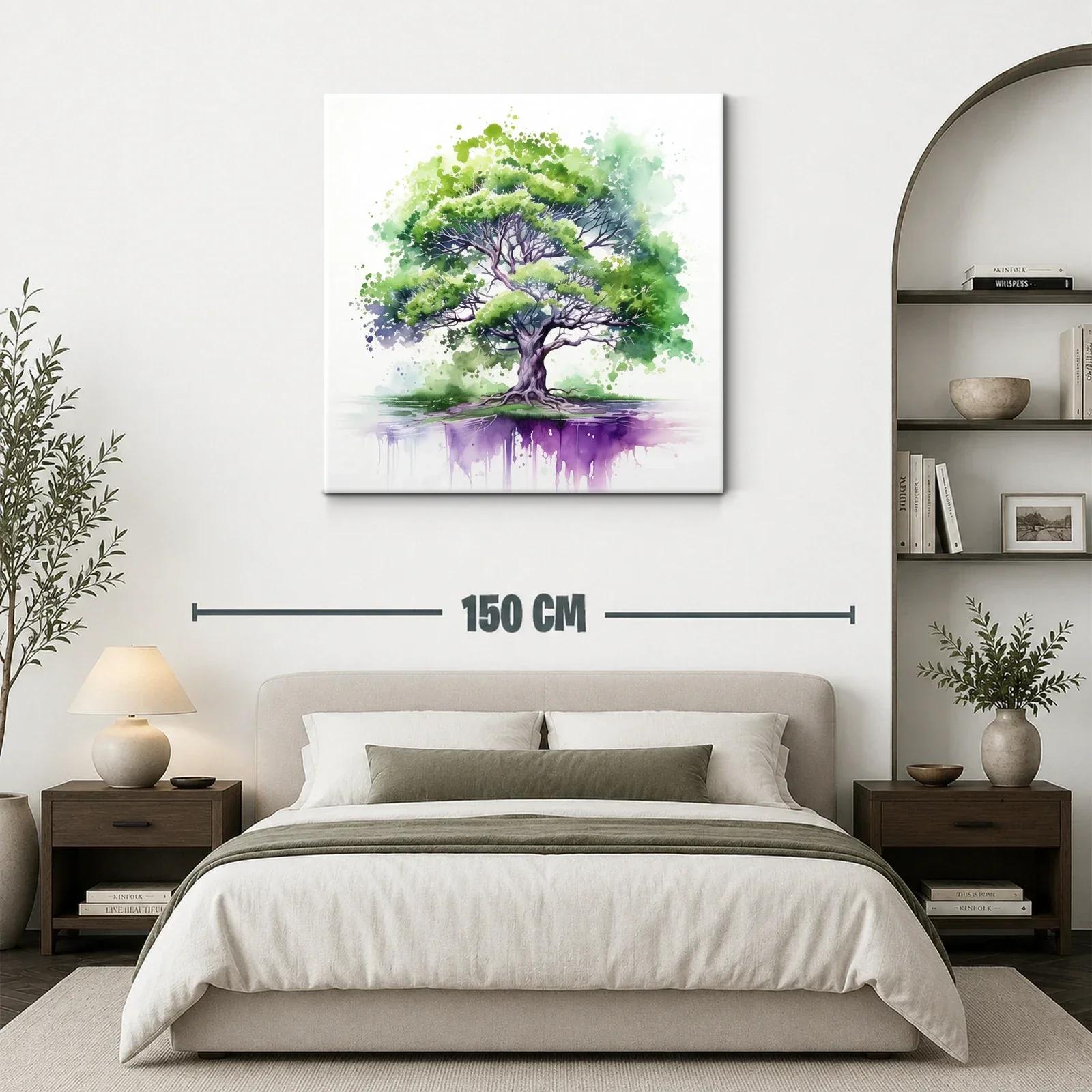 Árbol vibrante con reflejo en tonos verdes y púrpuras — miniatura 3