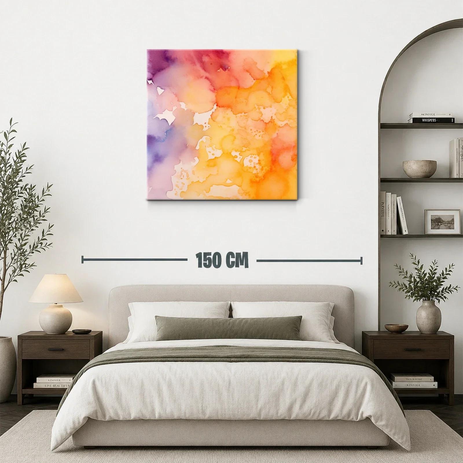 Cuadro abstracto en tonos cálidos y violetas vibrantes — miniatura 3