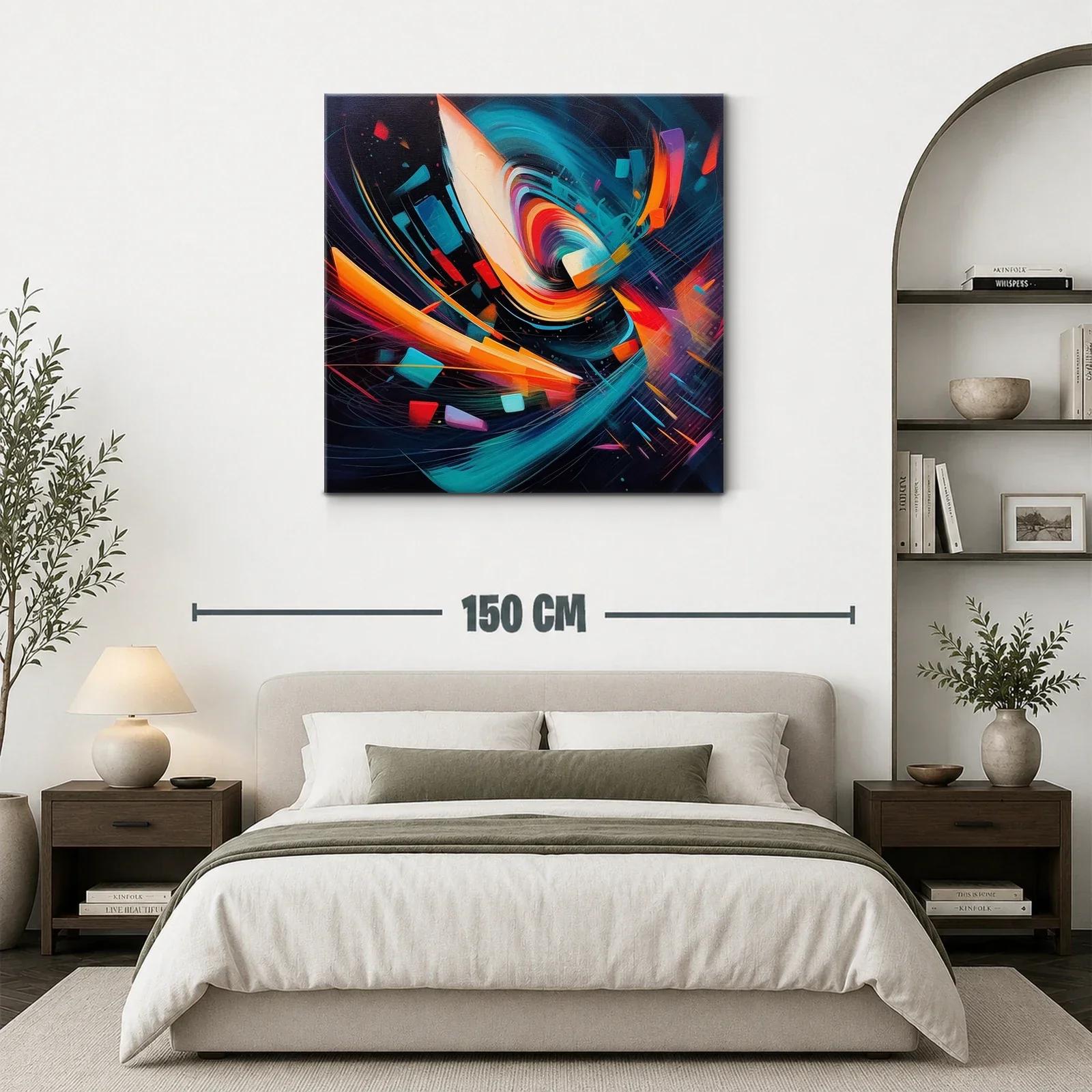 Arte abstracto dinámico con vibrantes tonos cálidos y fríos — miniatura 3