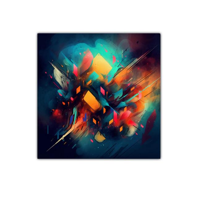 Composición abstracta con formas geométricas vibrantes