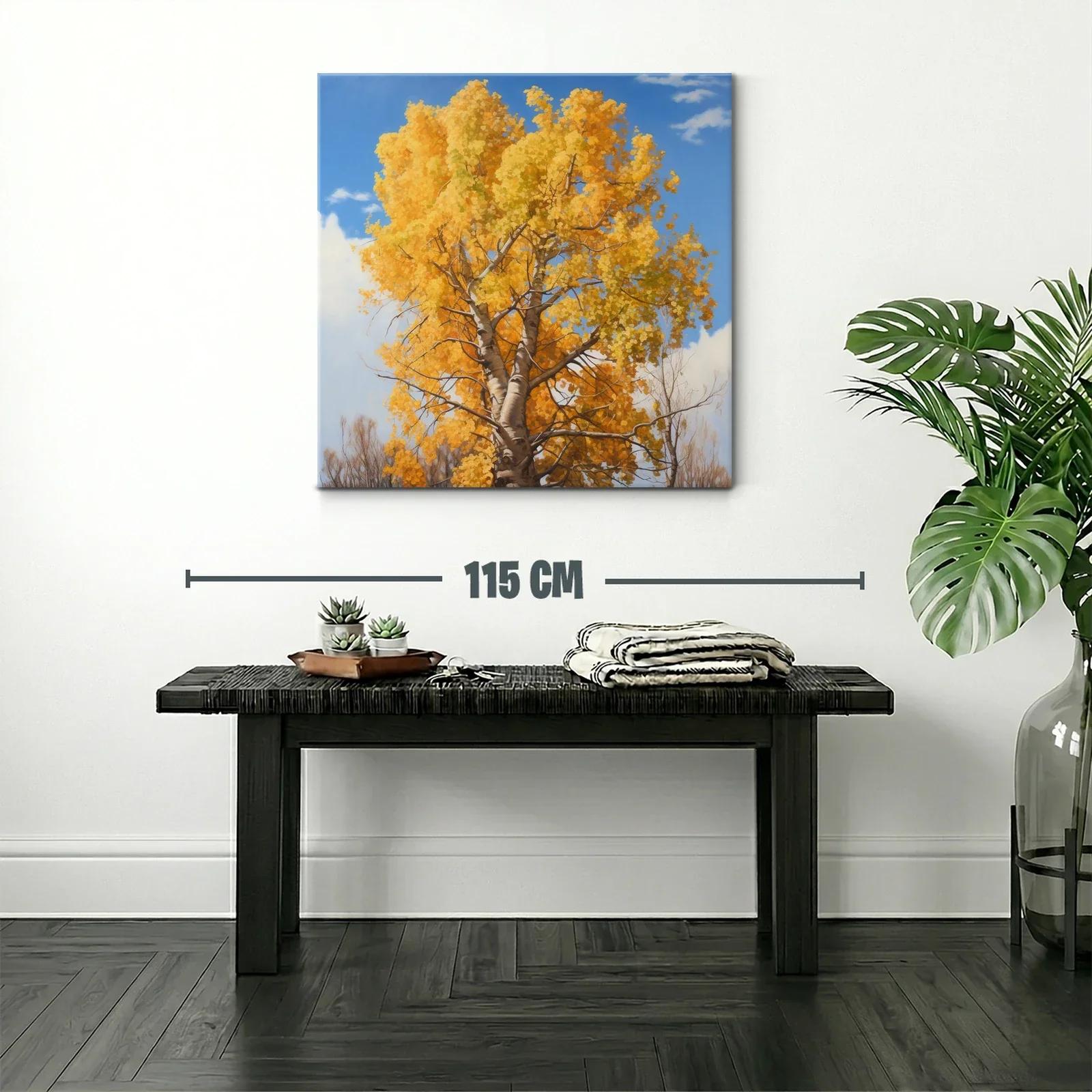 Arbol otoñal con follaje dorado y cielo azul — miniatura 2