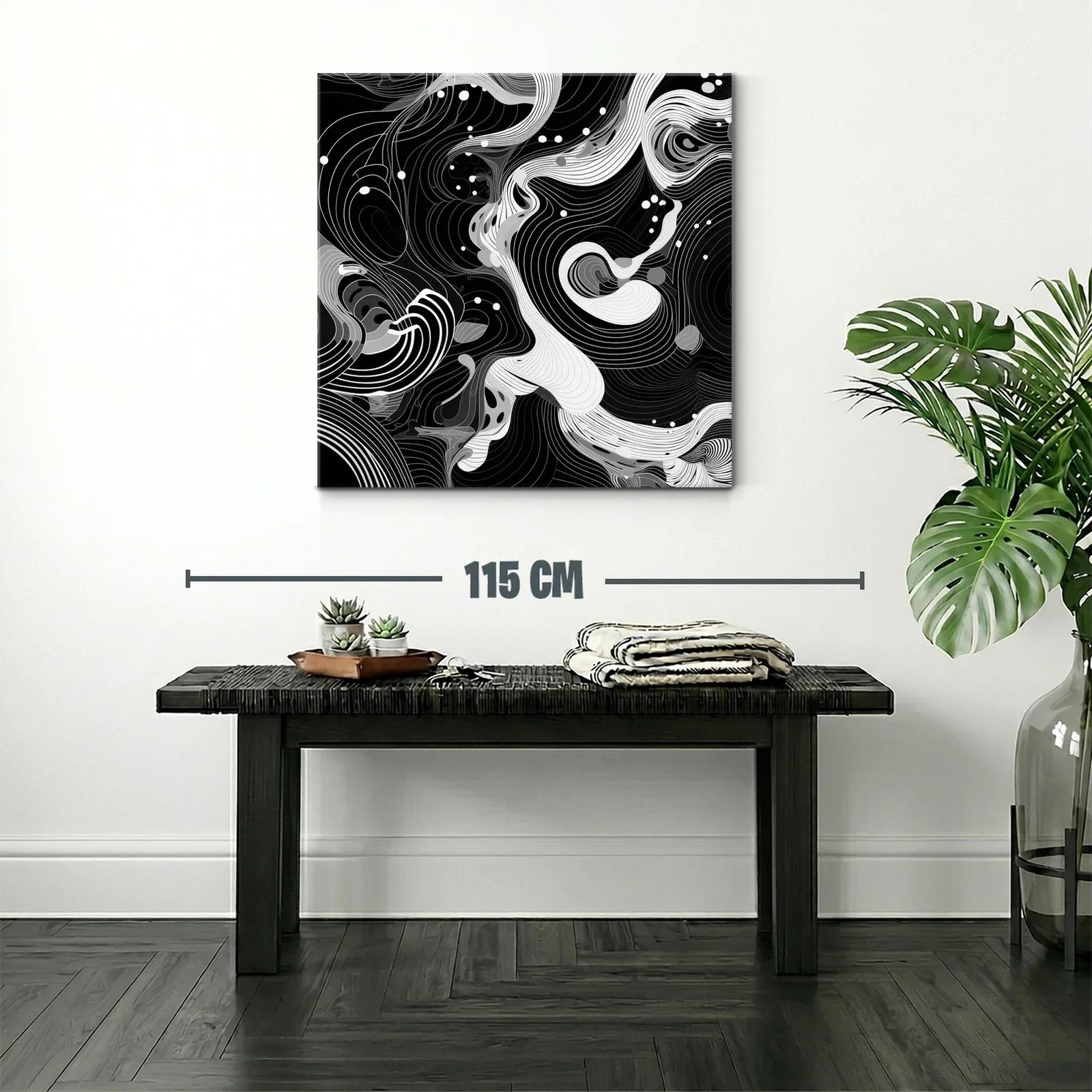 Composición abstracta en blanco y negro dinámica y sofisticada — miniatura 2