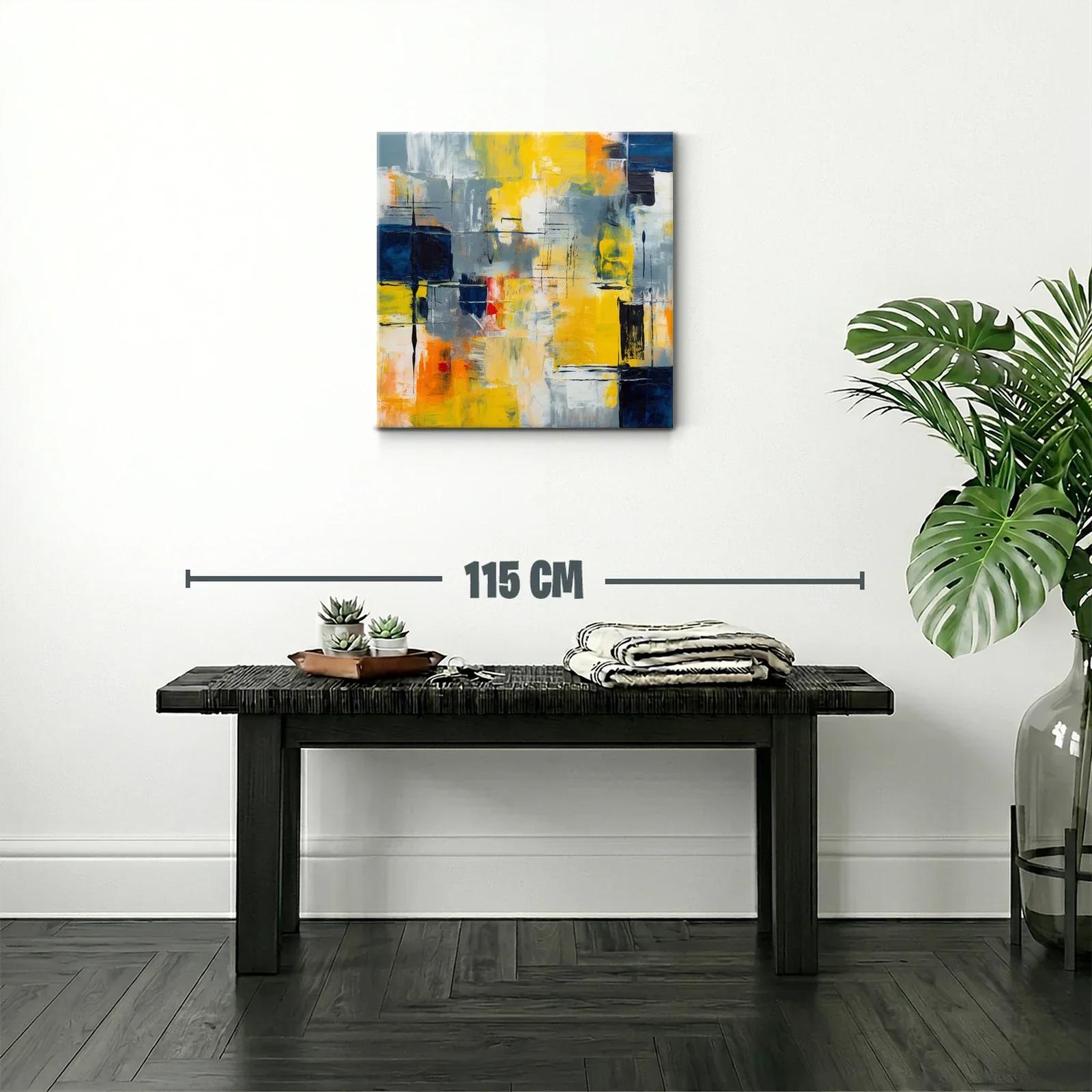 Cuadro abstracto con tonos cálidos y gráficos dinámicos — miniatura 2