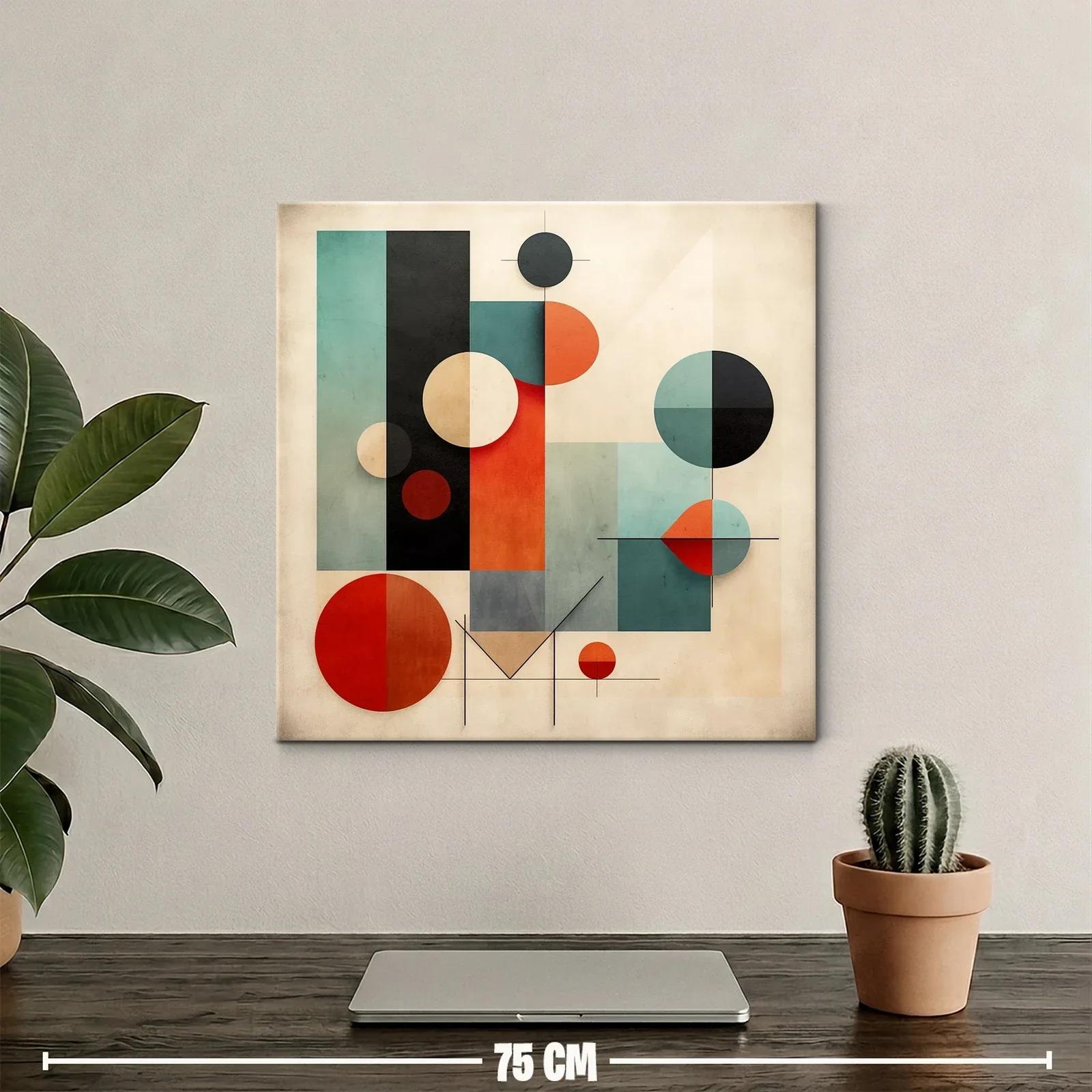 Cuadro abstracto con figuras geométricas y tonos cálidos — miniatura 2