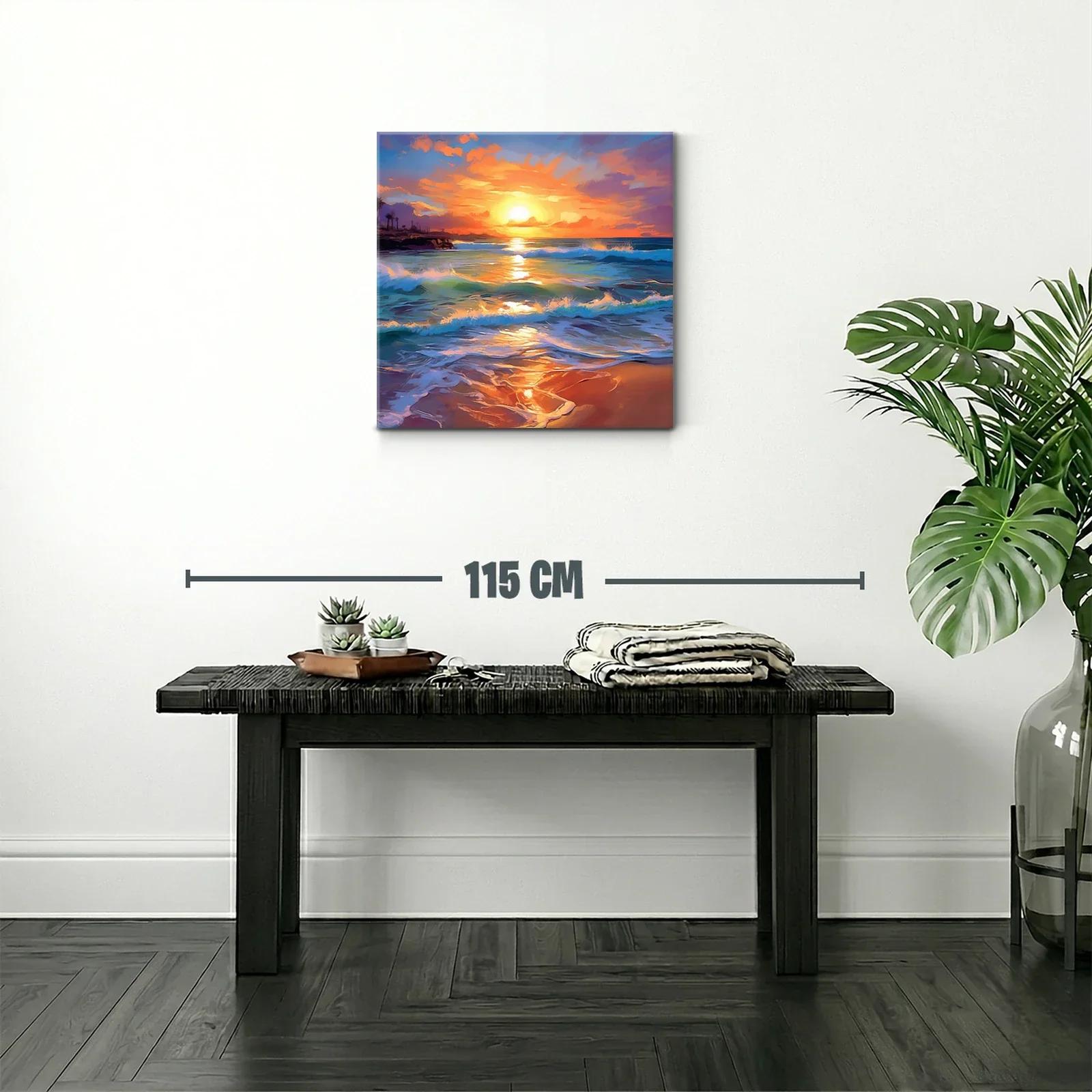 Atardecer vibrante con olas en playa serena — miniatura 2