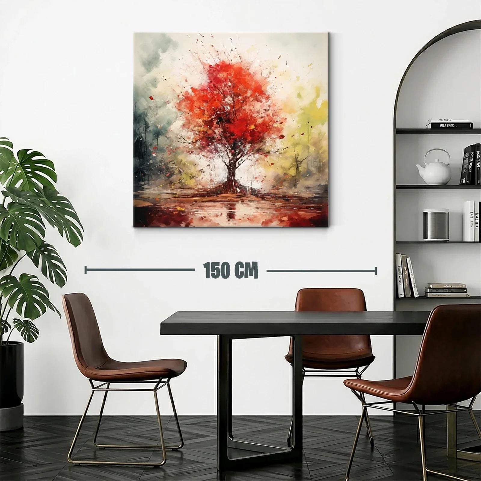 Árbol en otoño con vibrantes tonos rojos y ambiente sereno — miniatura 2