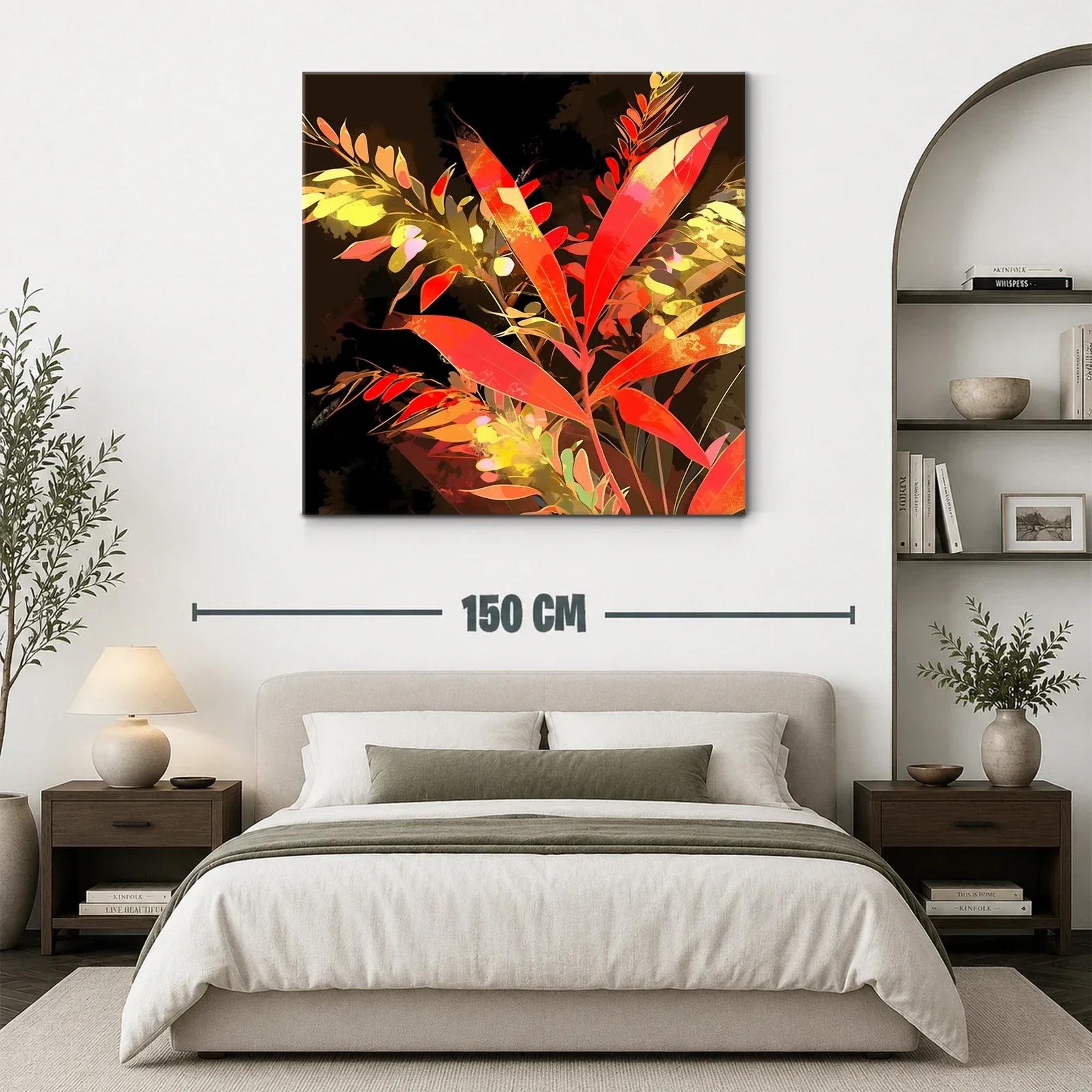 Composición floral vibrante con hojas en tonos rojos y amarillos — miniatura 3