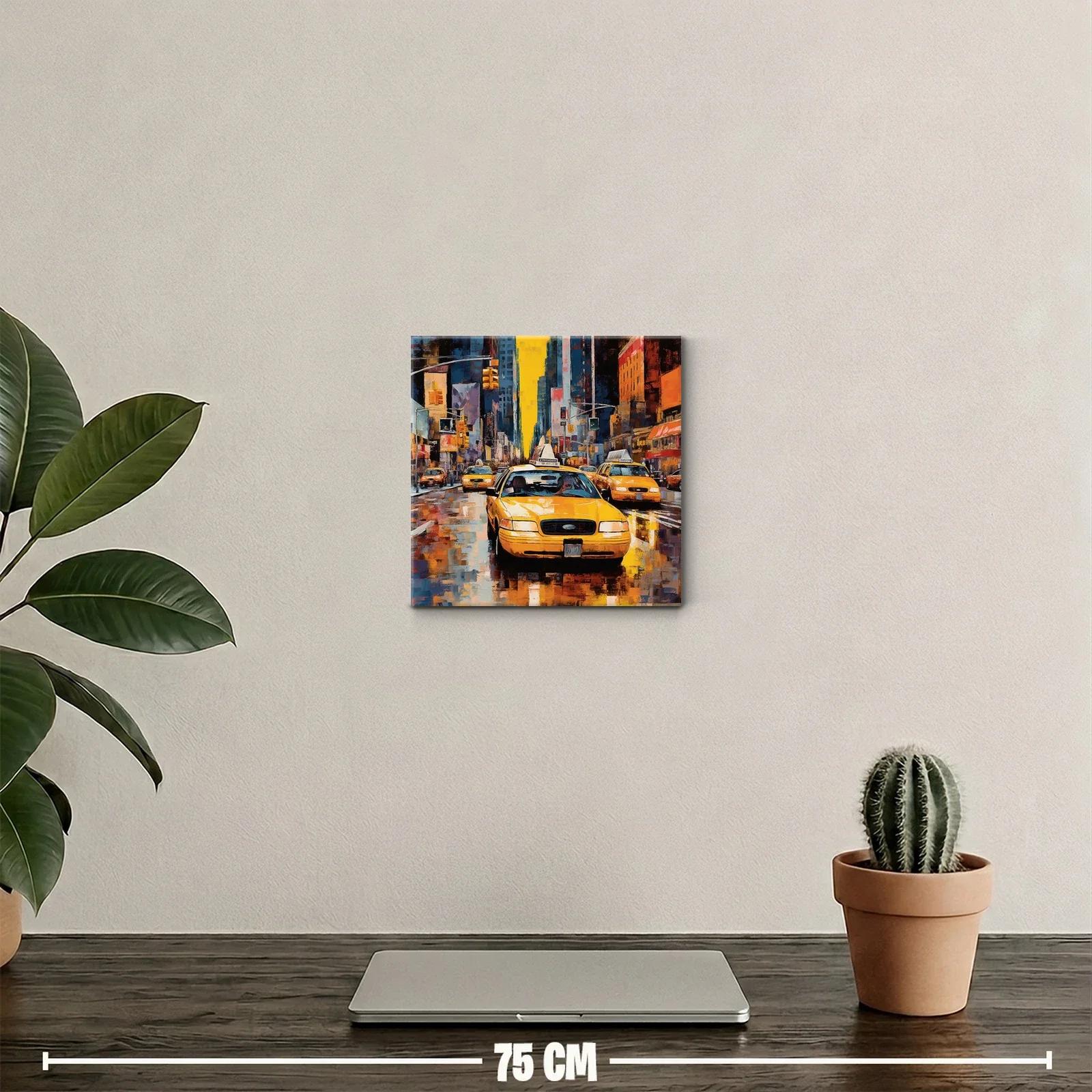 Vibrante escena urbana con taxis amarillos en ciudad — miniatura 2