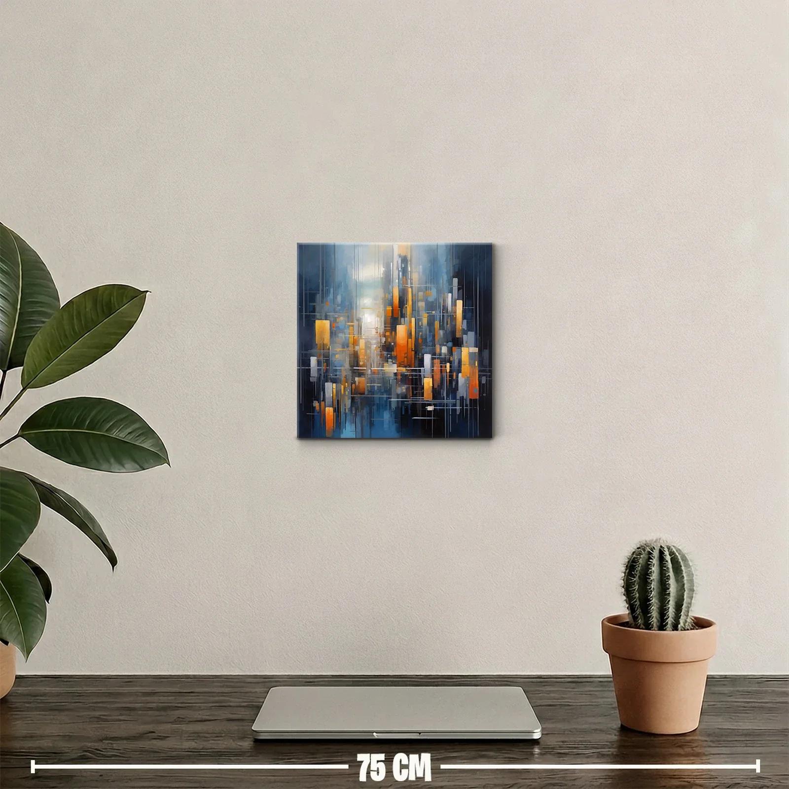 Composición abstracta urbana con tonos cálidos y fríos — miniatura 2