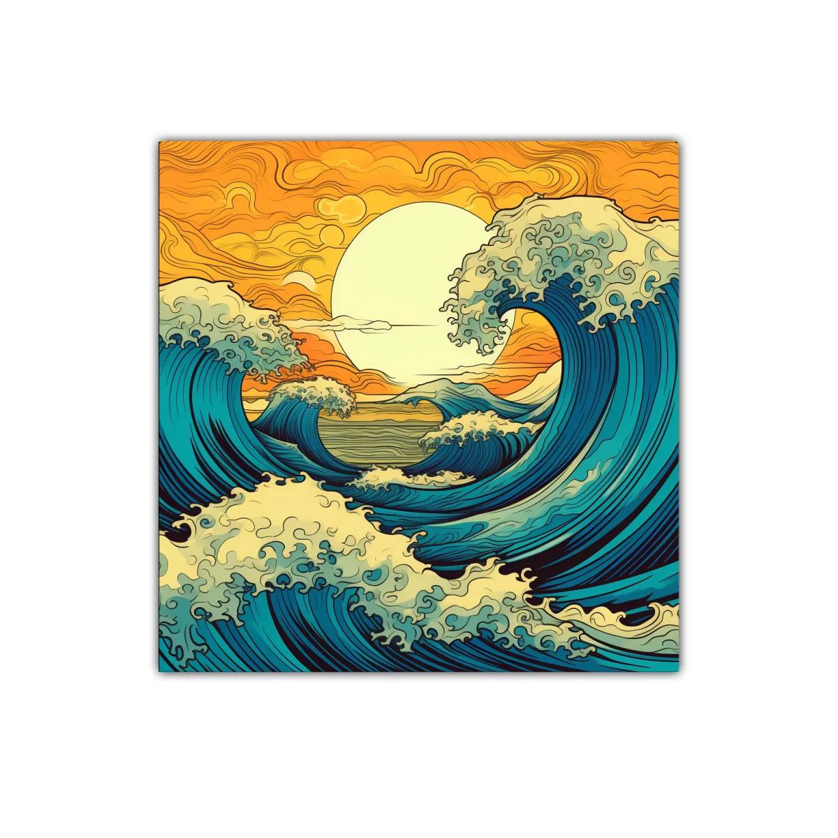 Olas vibrantes bajo un sol dorado en movimiento continuo — imagen principal