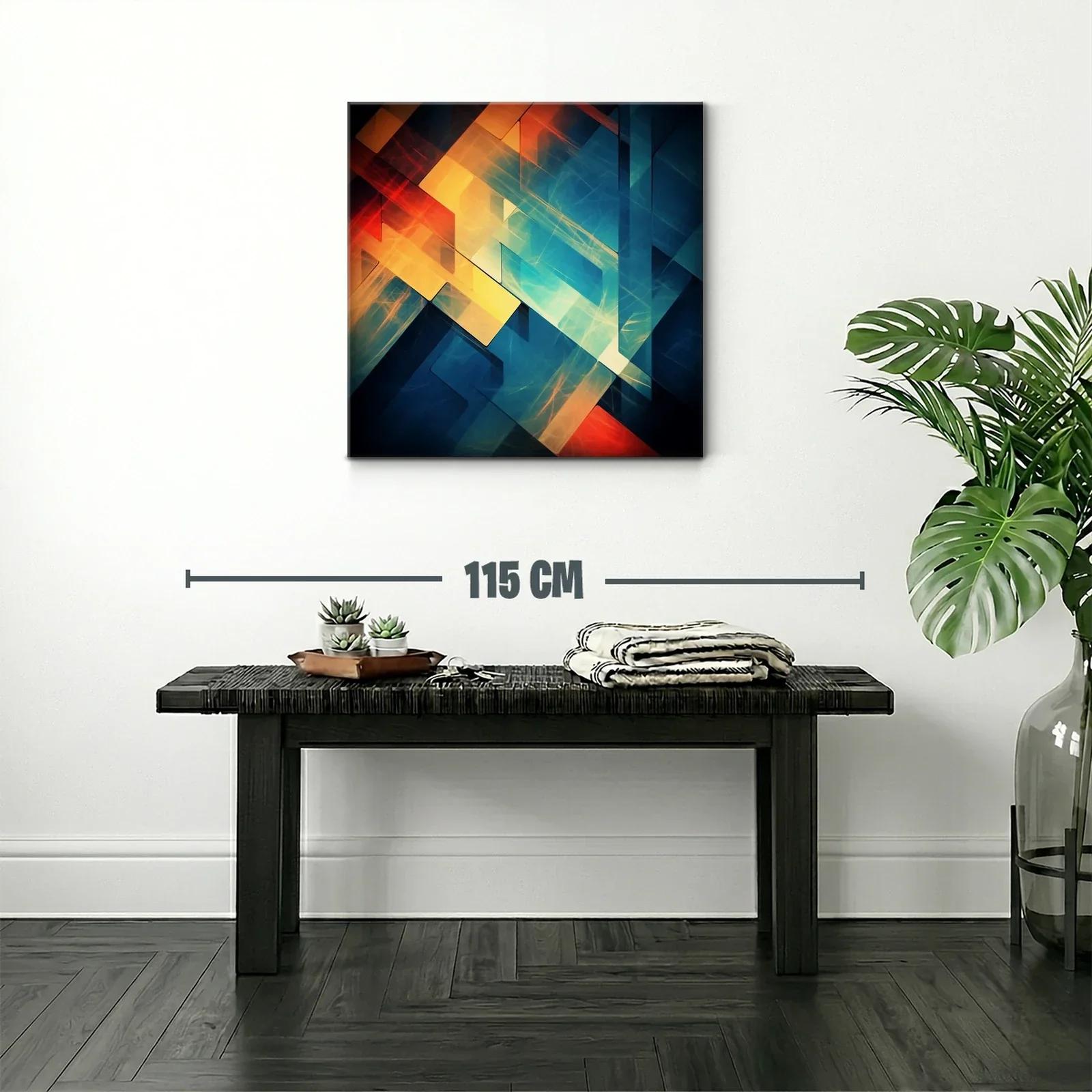 Composición abstracta en tonos cálidos y fríos vibrantes — miniatura 2