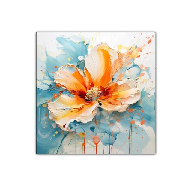 Cuadro flor vibrante con tonos cálidos y acuarelados