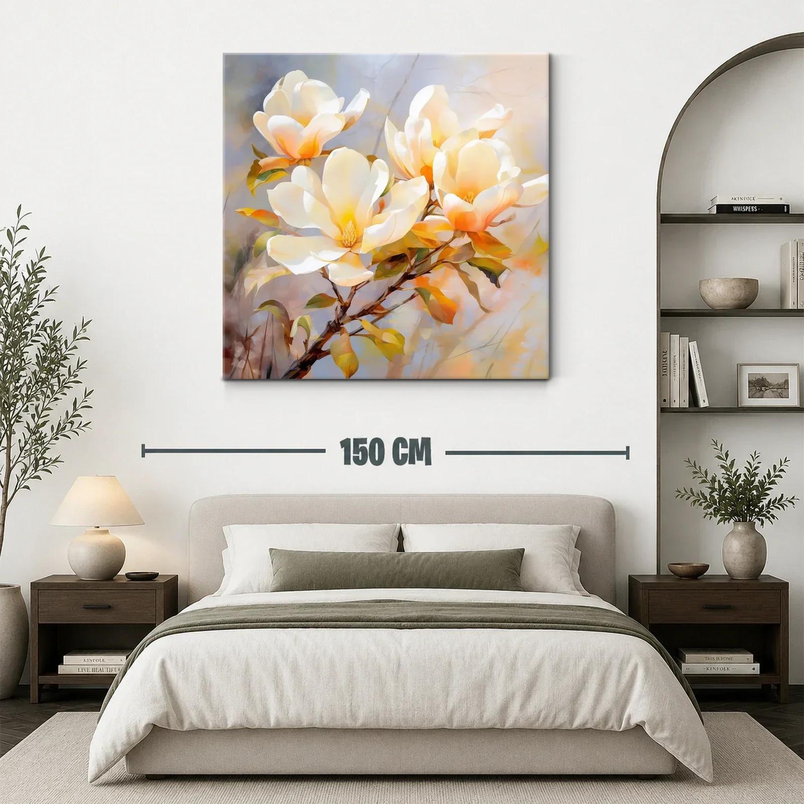Cuadro de flores magnolias en tonos cálidos y suaves — miniatura 3