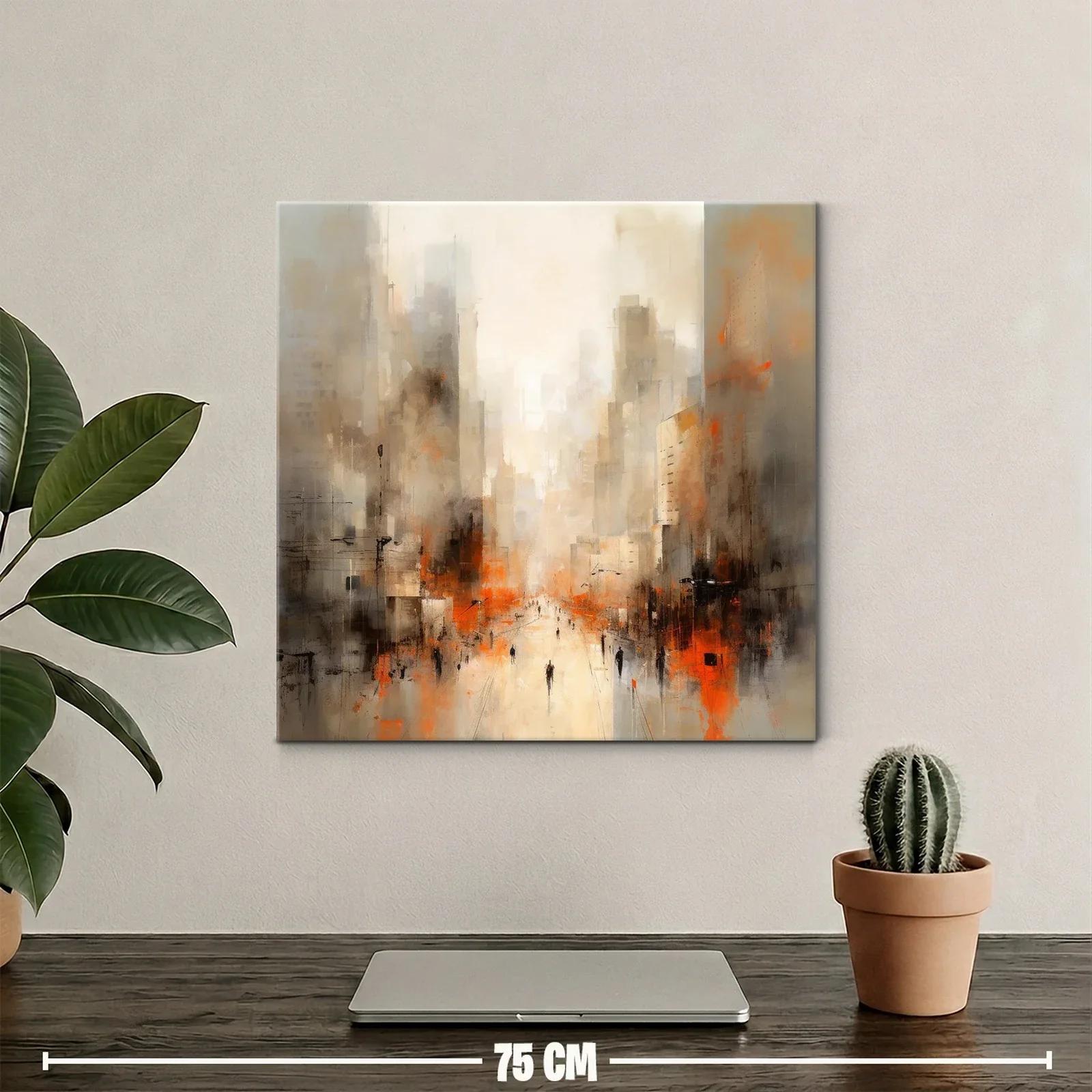 Paisaje urbano abstracto con tonos cálidos y vibrantes — miniatura 2