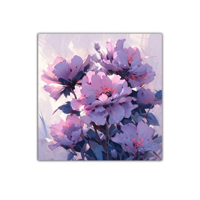 Cuadro decorativo con ramo de flores en tonos lavanda y rosa